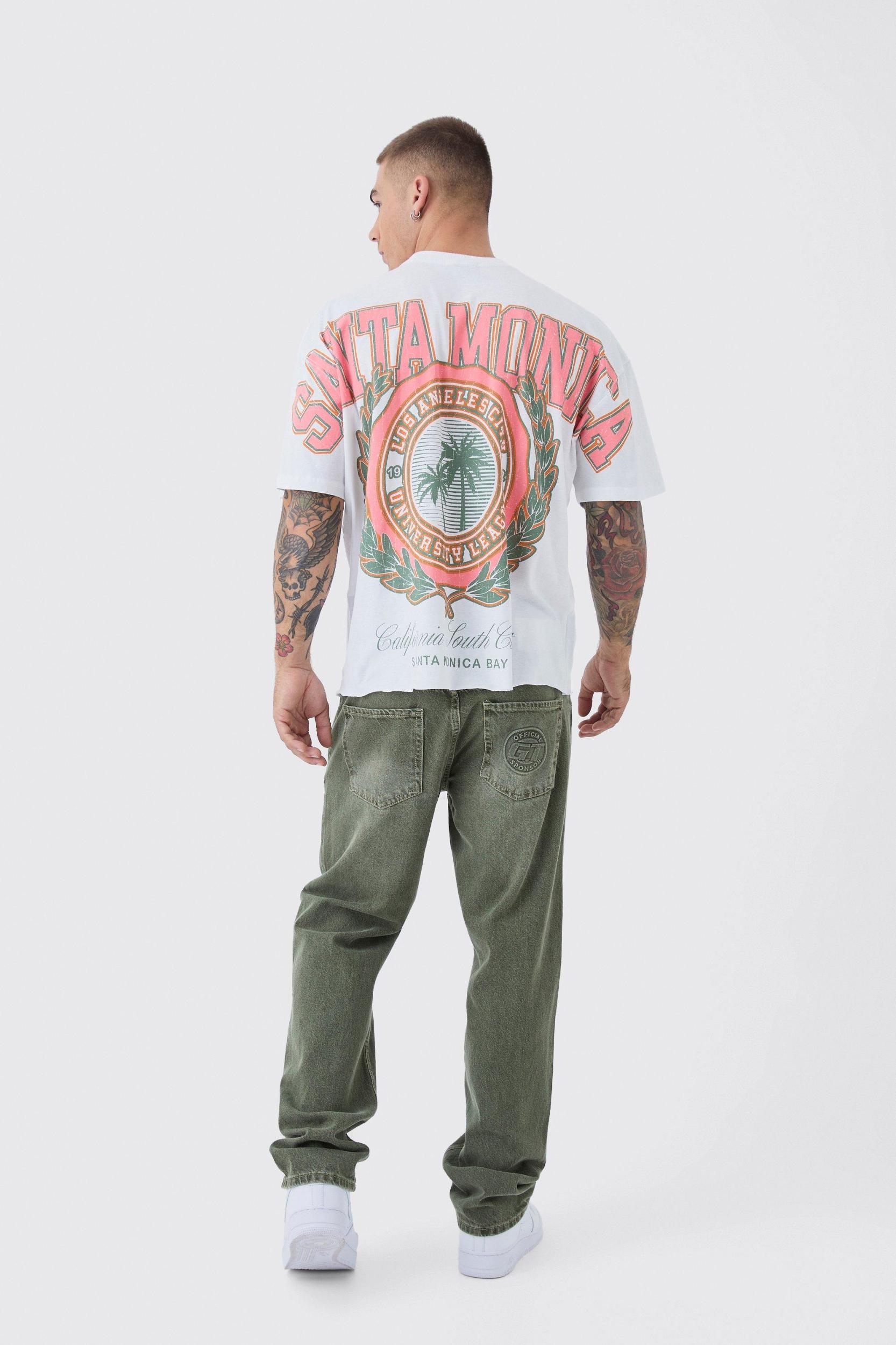 Oversized Boxy Santa Monica Over The Seams T-Shirt | boohooMAN USA Product Image