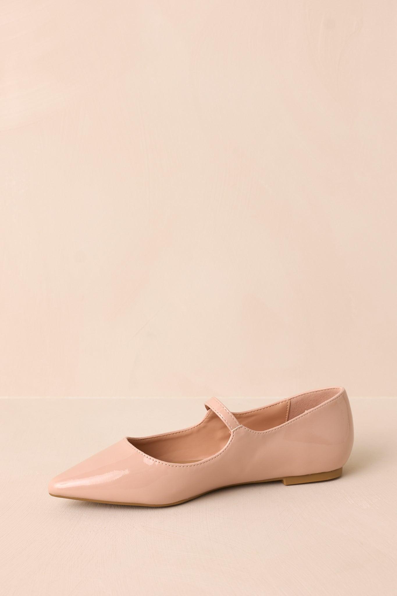 Right Where She Stands Beige Pointed-Toe Mary Jane Flats 6 / Beige Product Image