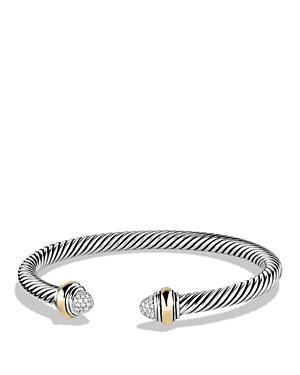 Cable Bracelet with Diamonds and 14K Gold in Silver, 5mm Product Image