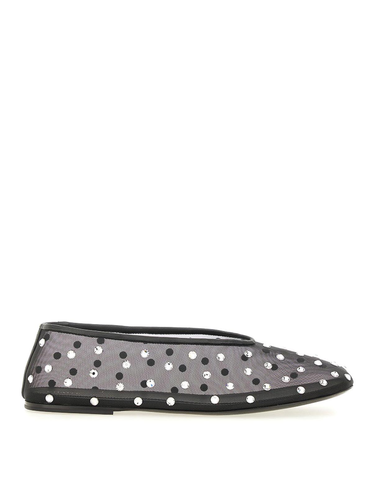 KHAITE Marcy Crystal-embellished Mesh Flats In Black Product Image