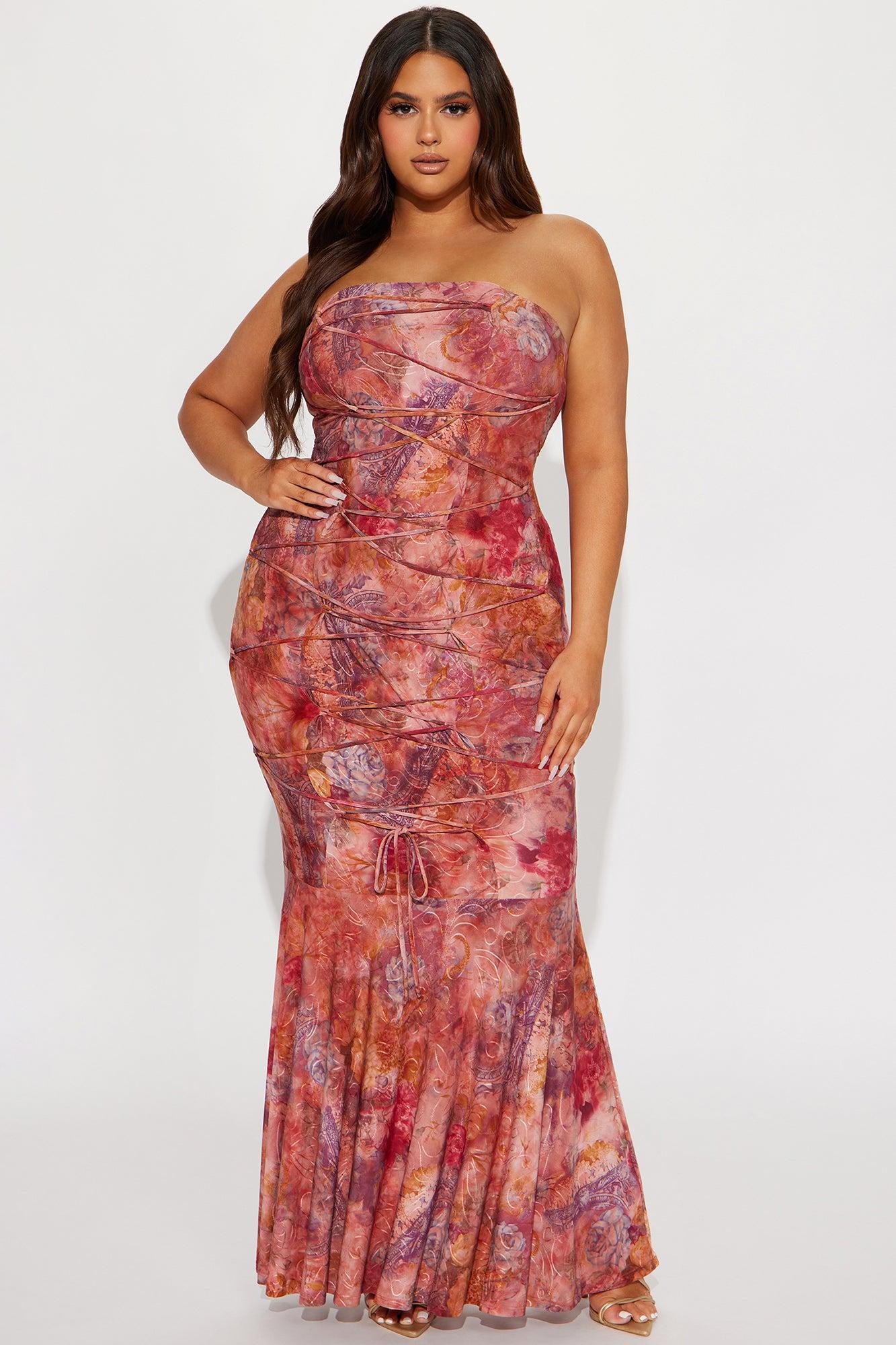 Perla Lace Up Maxi Dress - Multi Color Product Image