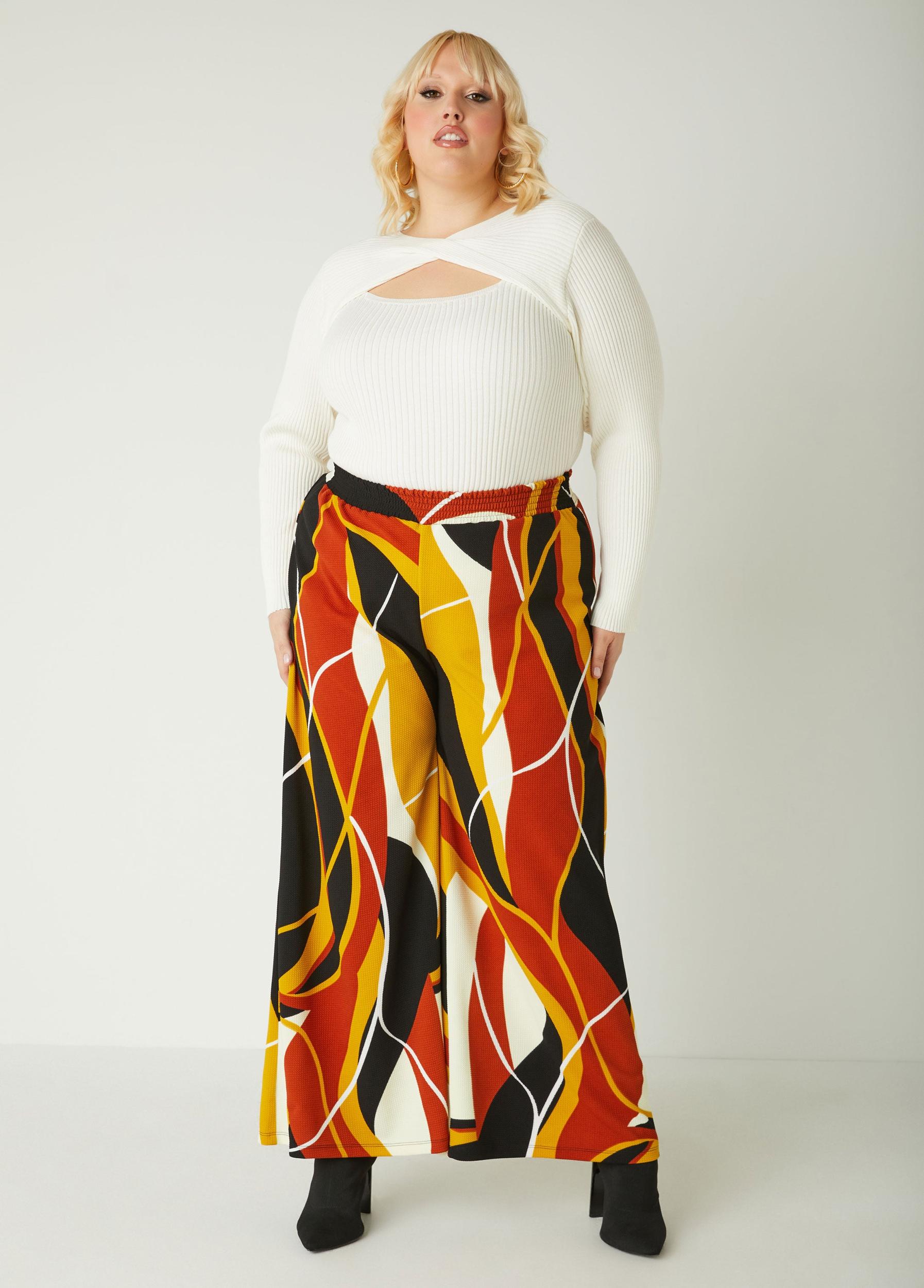 High Rise Printed Wide Leg Pants Product Image