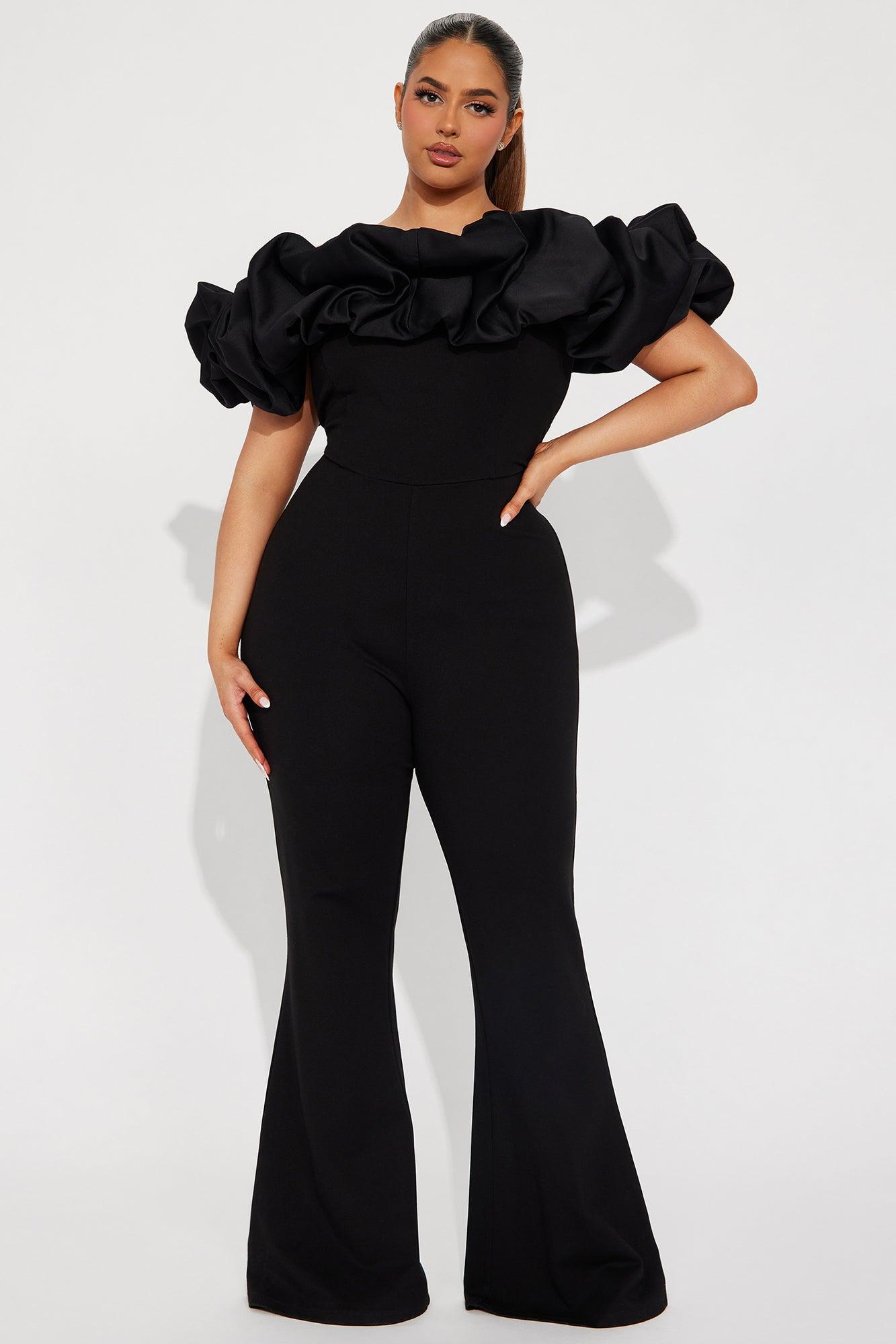 Ruffle Affair Jumpsuit - Black Product Image