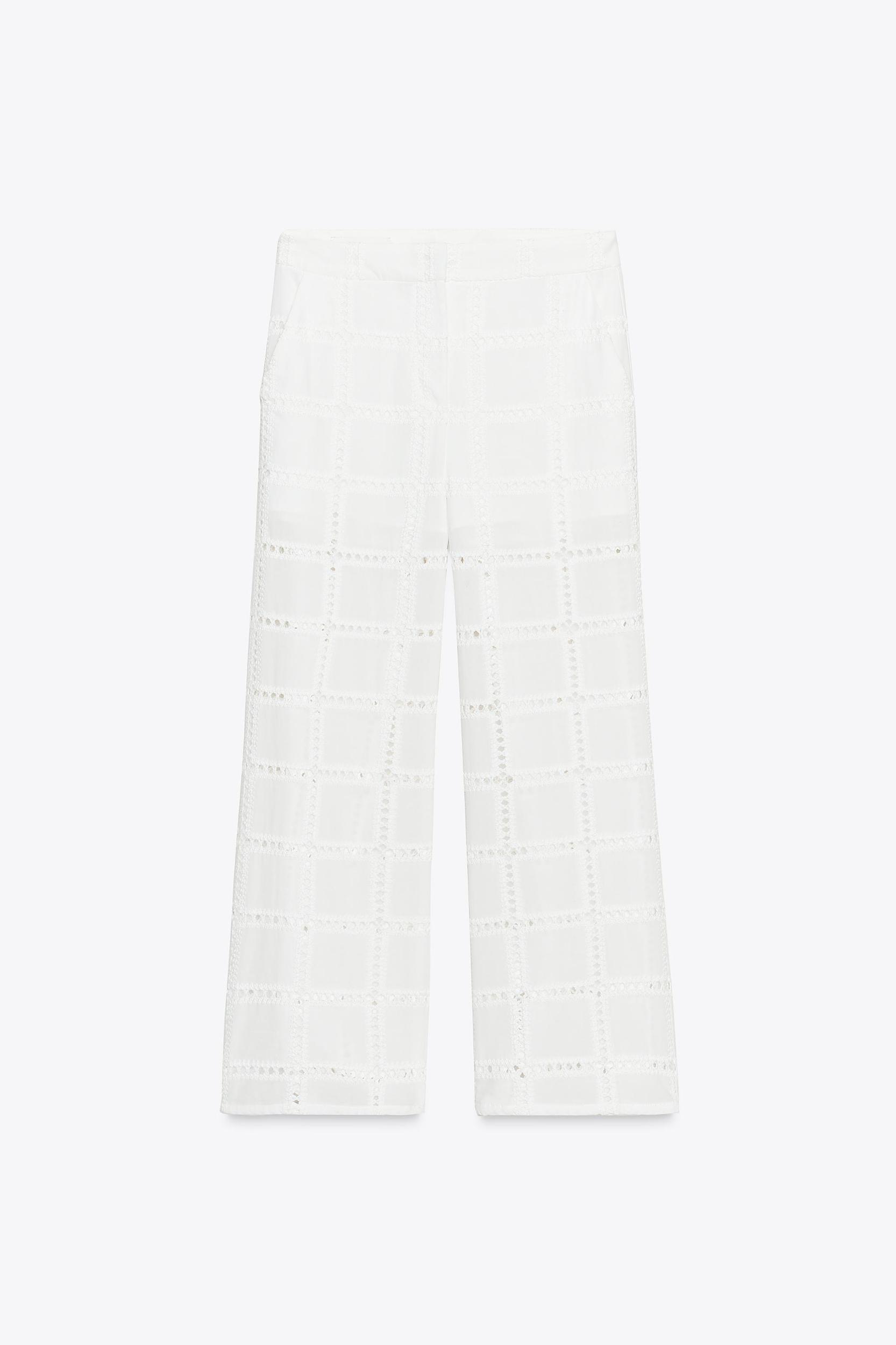 STRAIGHT LEG PANTS WITH OPENWORK EMBROIDERY Product Image