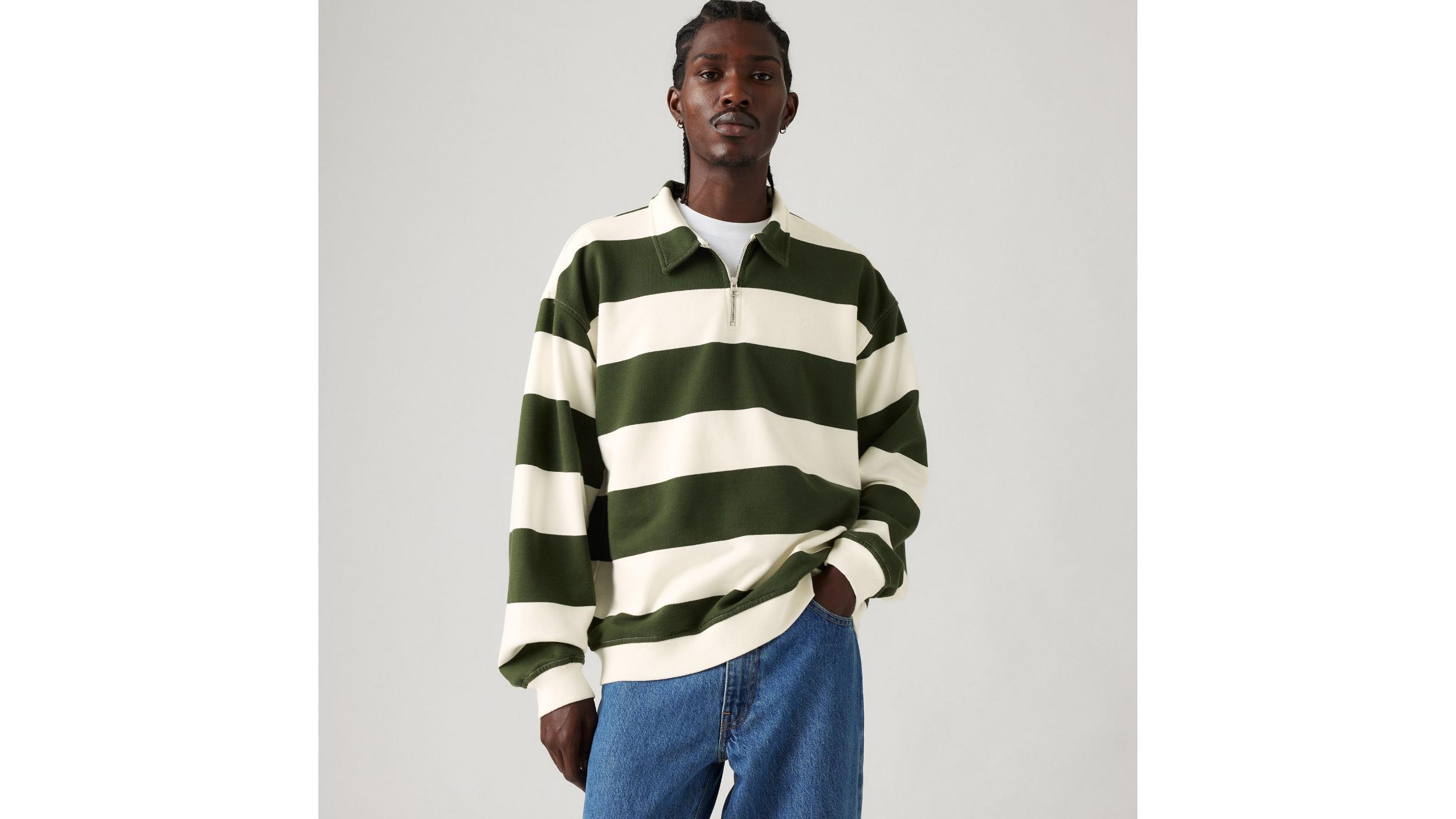 Quarter Zip Collar Crewneck Sweatshirt Product Image