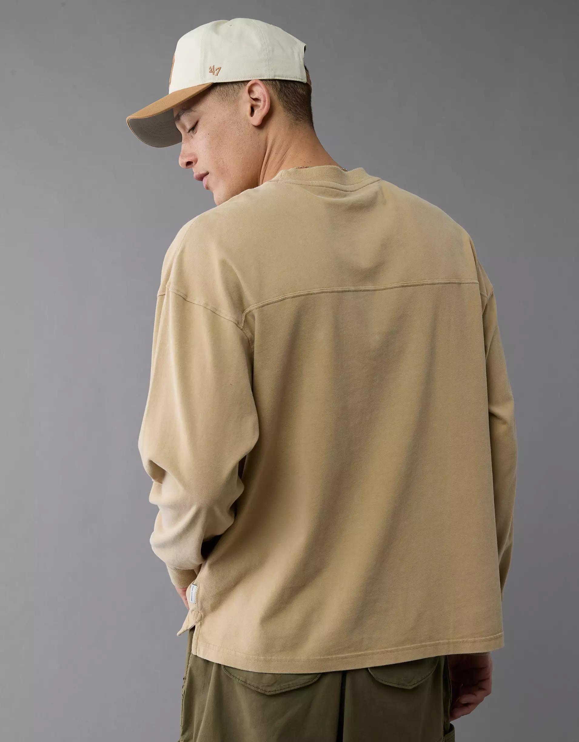 AE Long-Sleeve Boxy Sueded Jersey T-Shirt Product Image