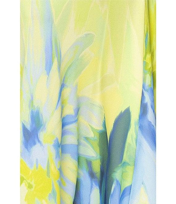 Betsy & Adam Chiffon Floral Print Cowl Neck Sleeveless Sheath Gown Product Image