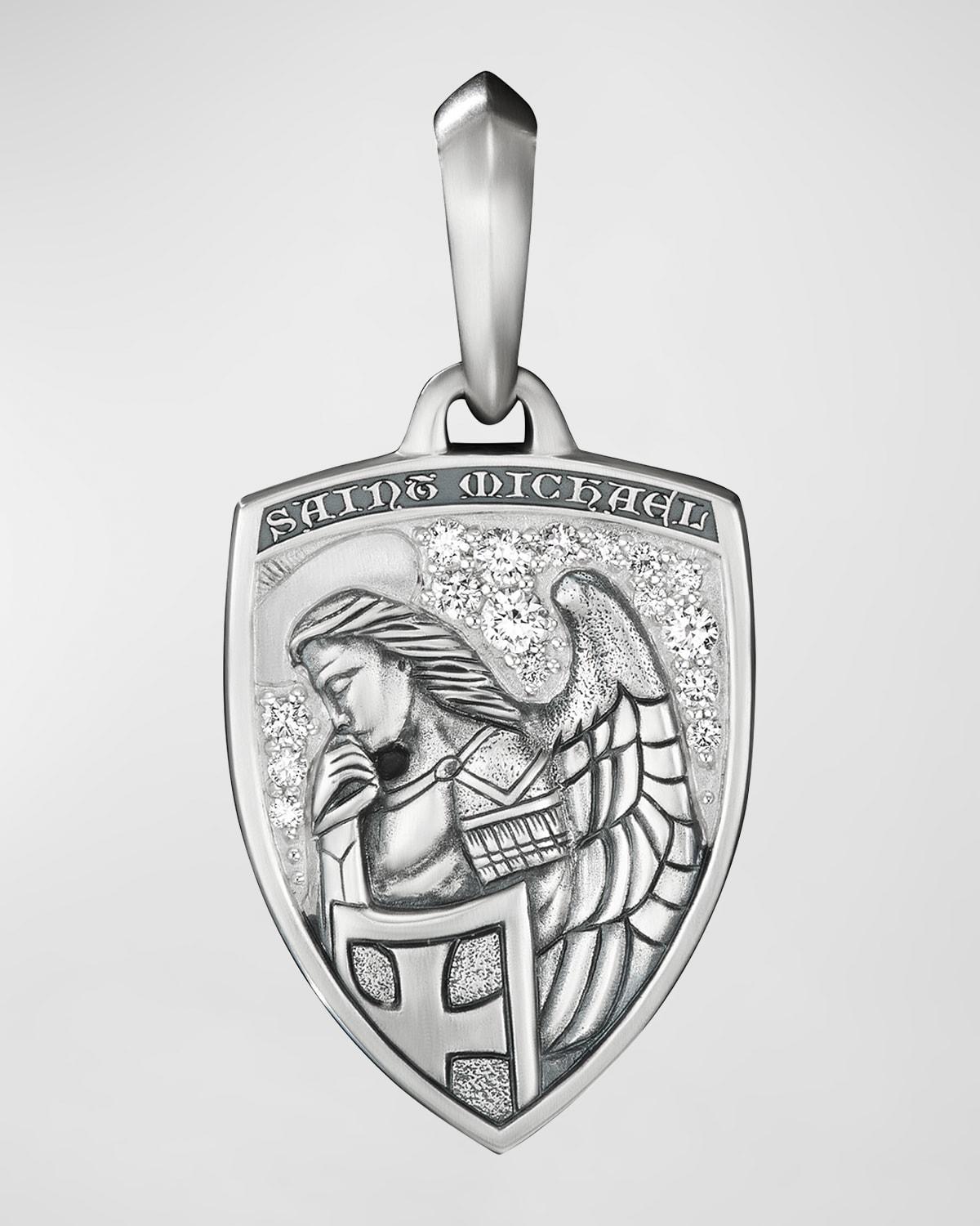 Mens St. Michael Amulet in Sterling Silver Product Image