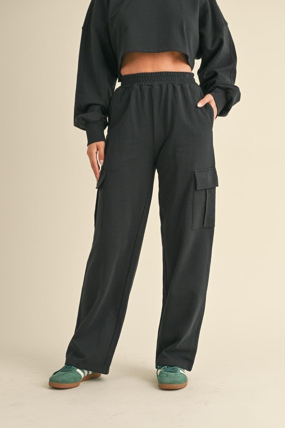 Oversized Crop Sweatshirt and Cargo Sweatpants Set Product Image