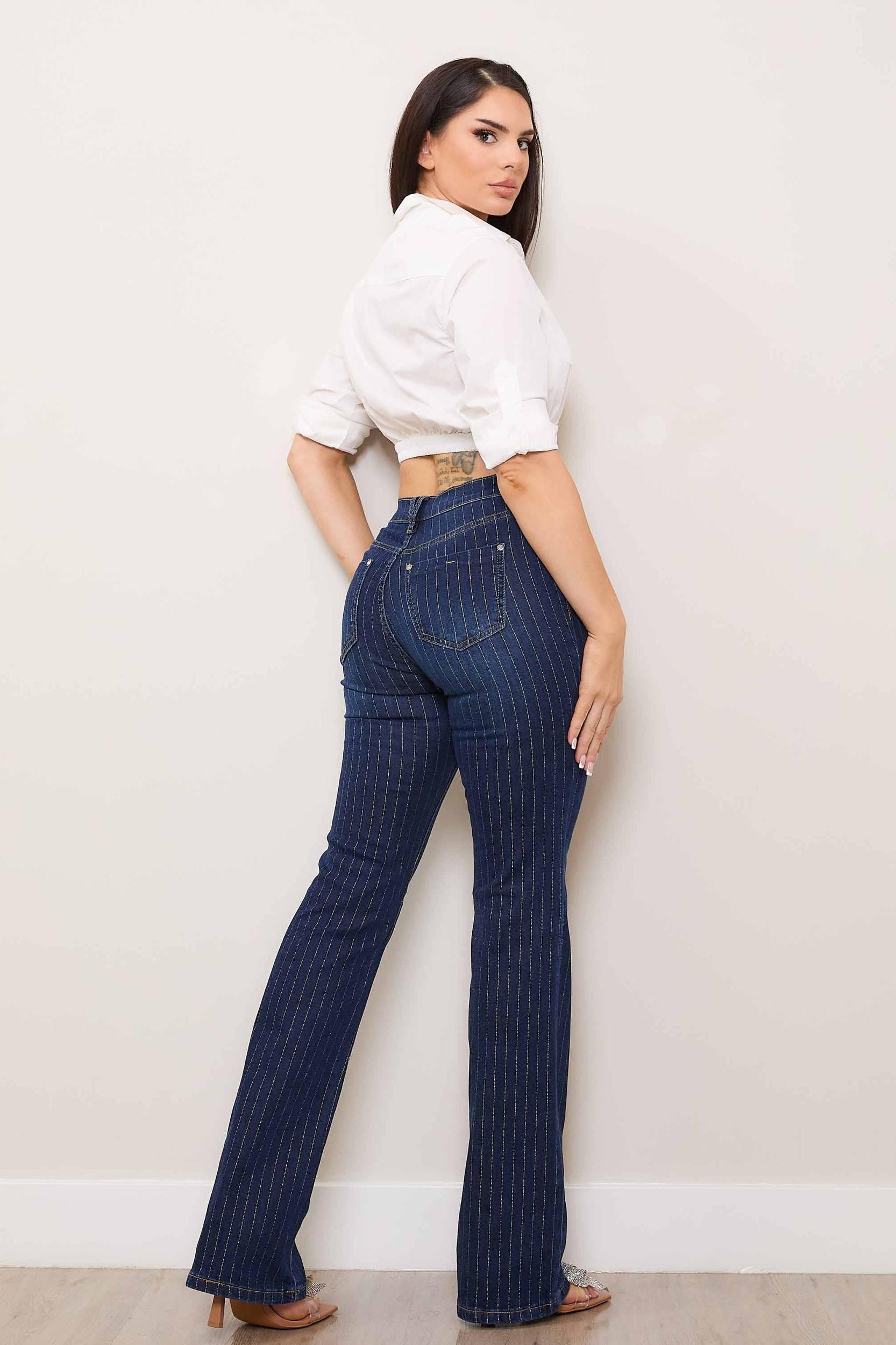 Metallic Stripe Bootcut Pants Product Image