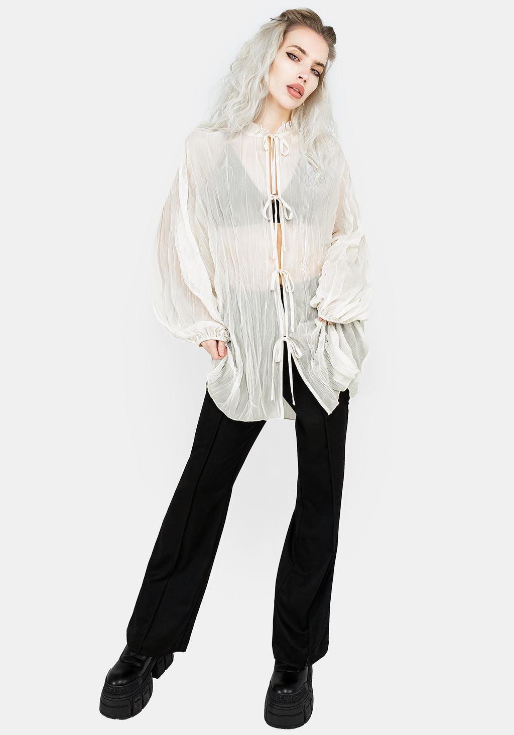 Villain Textured Blouse - White Product Image