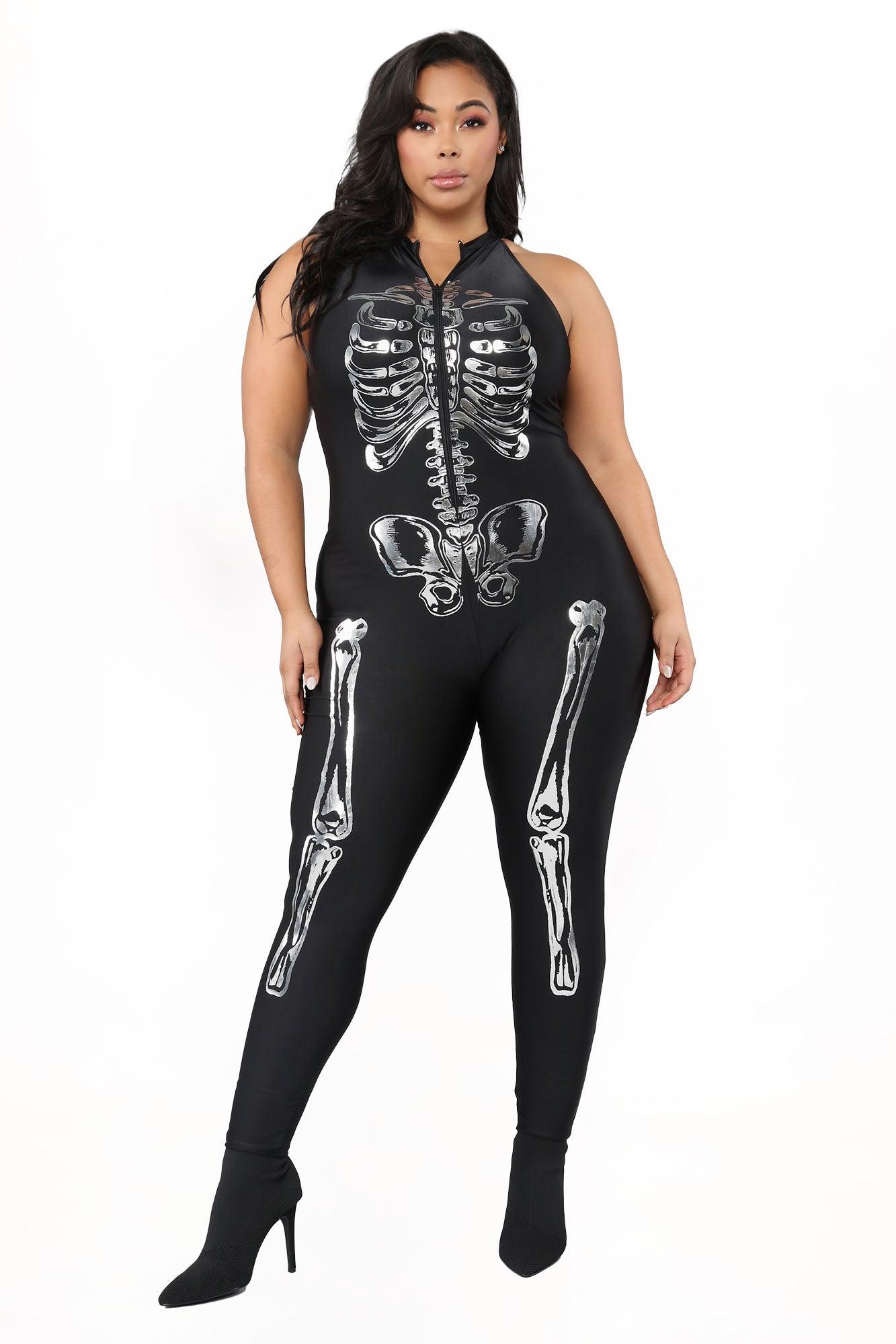Sexy Skeleton 1 Piece Costume - Black Product Image