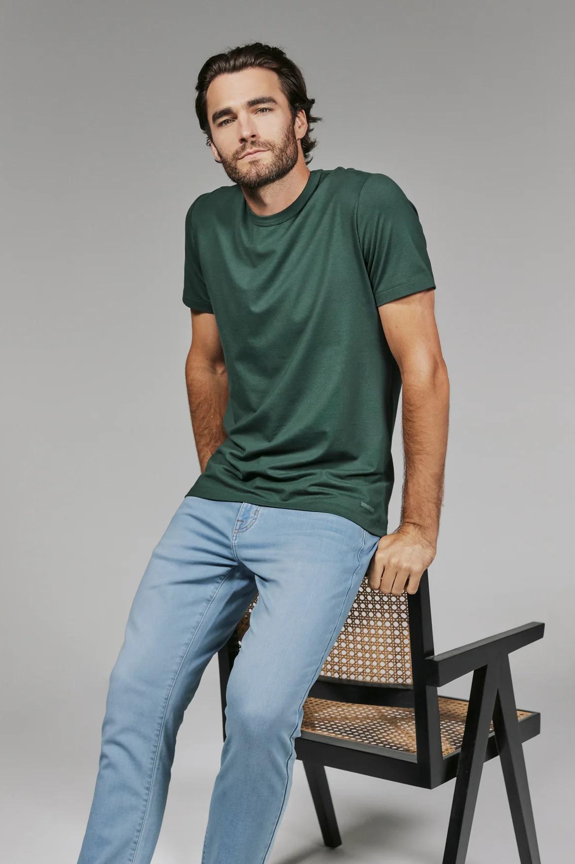 Modal Crew Neck Tee - Basil Product Image