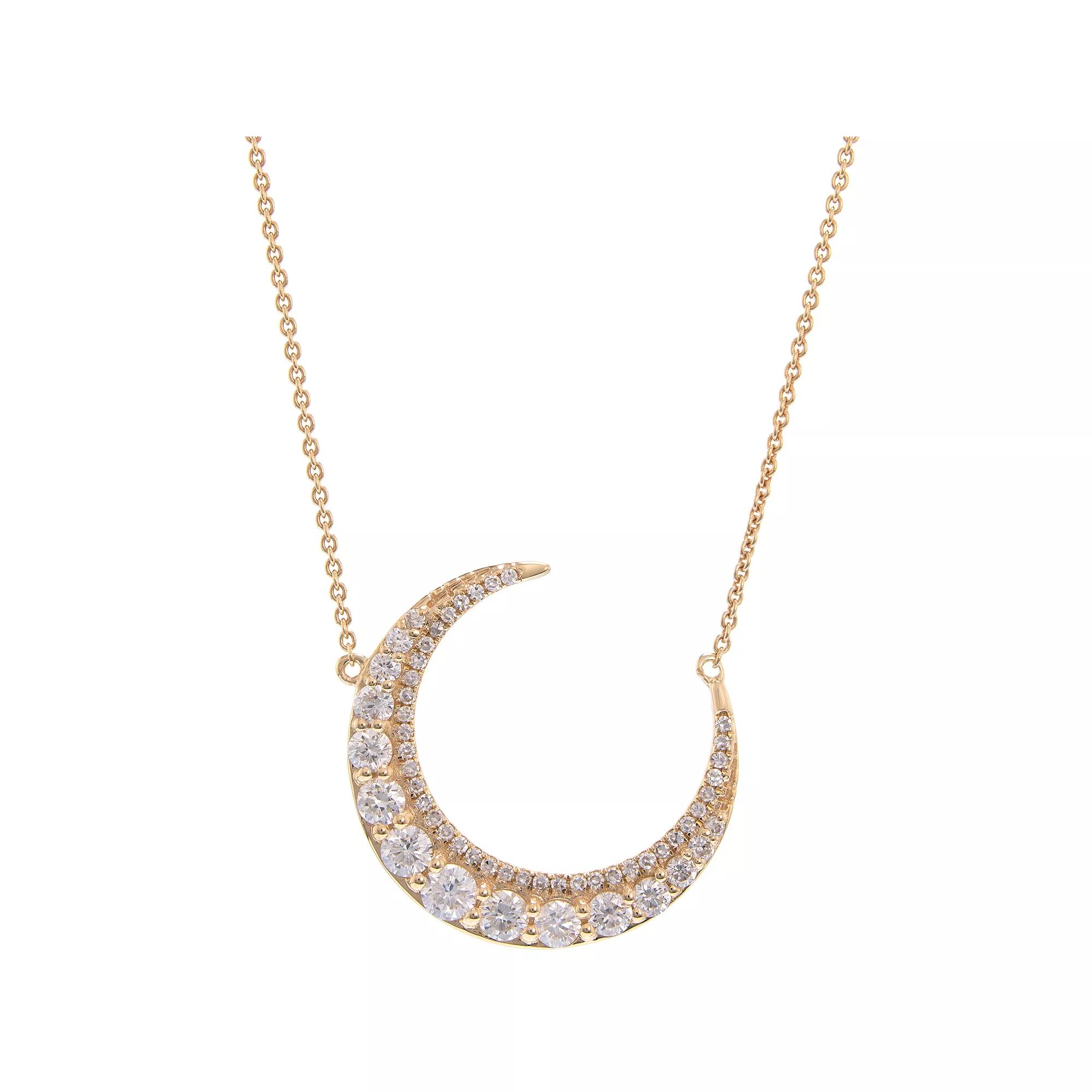 Luxle 14k Gold 5/8 Carat T.W. Diamond Crescent Moon Necklace, Women's Product Image