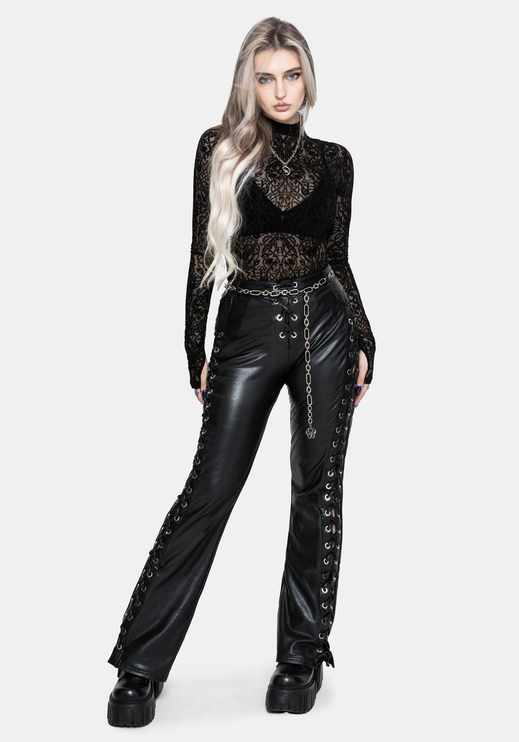 Mortis Laced Straight Leg PU Trousers Product Image