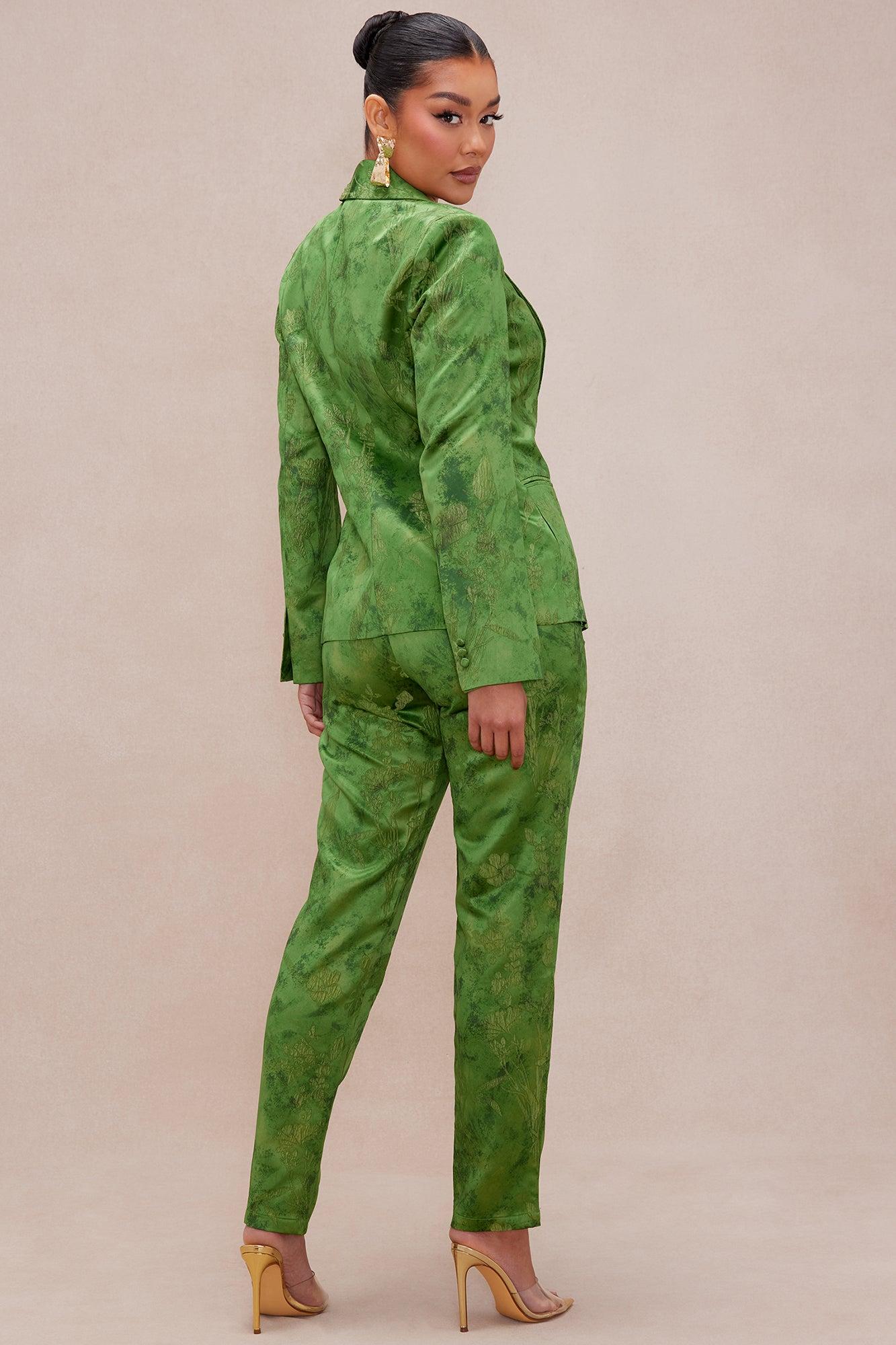 Finley Satin Blazer Suit Set - Green Product Image