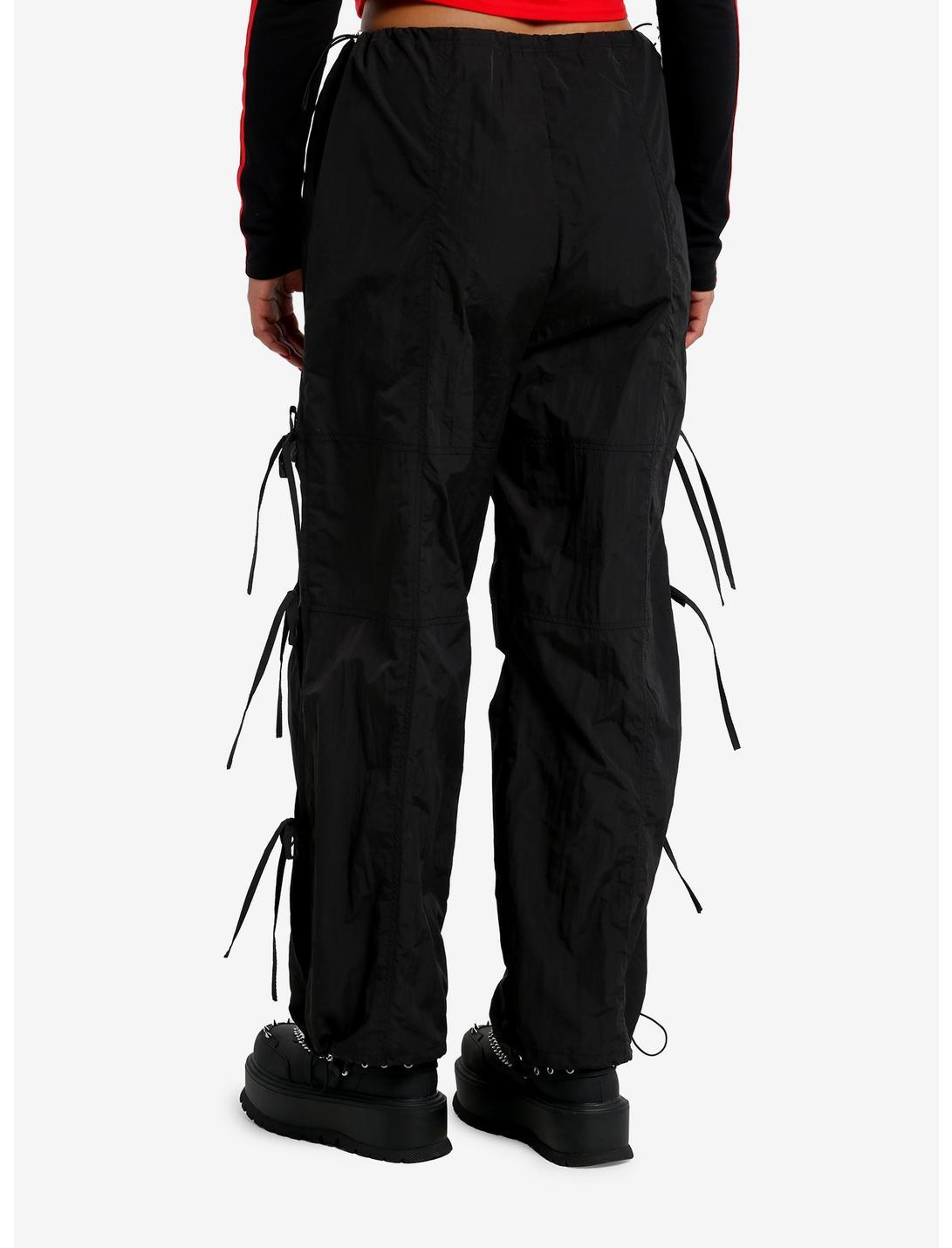 Black Cutout Ties Track Pants Product Image