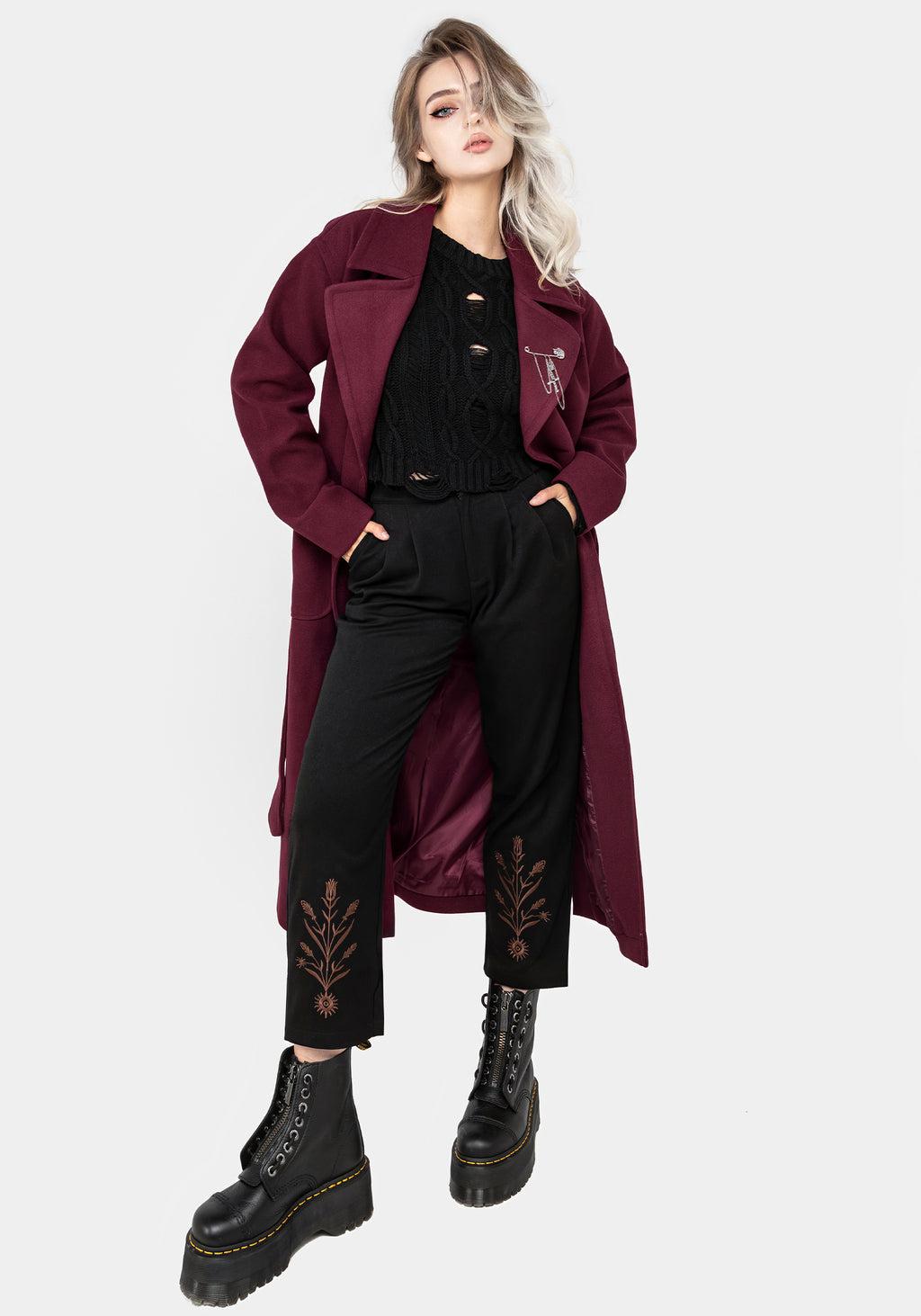 Meltdown Oversized Coat with Brooch - Red Product Image