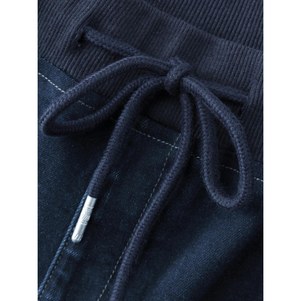 Plus Size Drawstring Waistband Wide-Leg Jeans Women Darkindigo Timeless Drawstring Medium stretch Slanted pocket Jeans BloomChic 30/6X Product Image