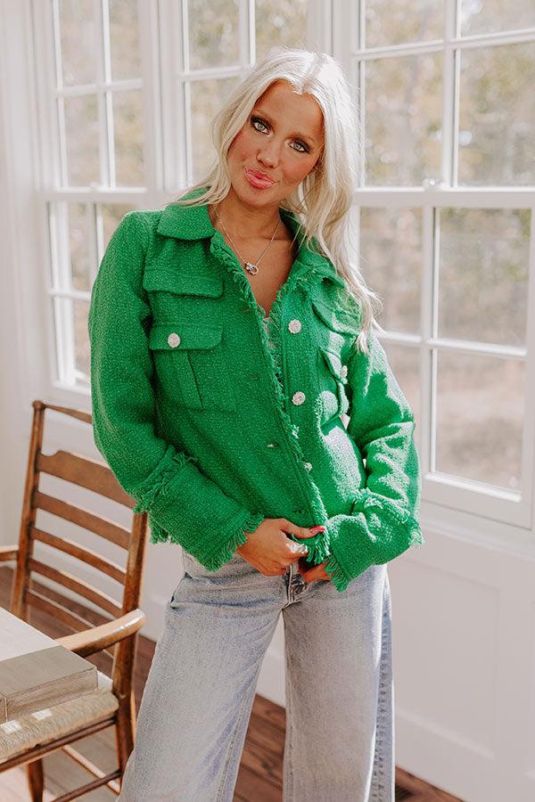 Passing Time Wool-Blend Tweed Jacket in Green Product Image