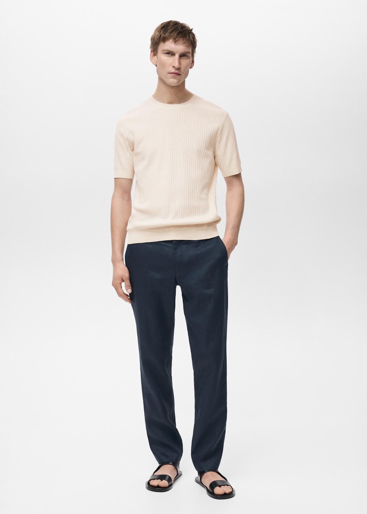 Textured striped T-shirt - Men | MANGO USA Product Image