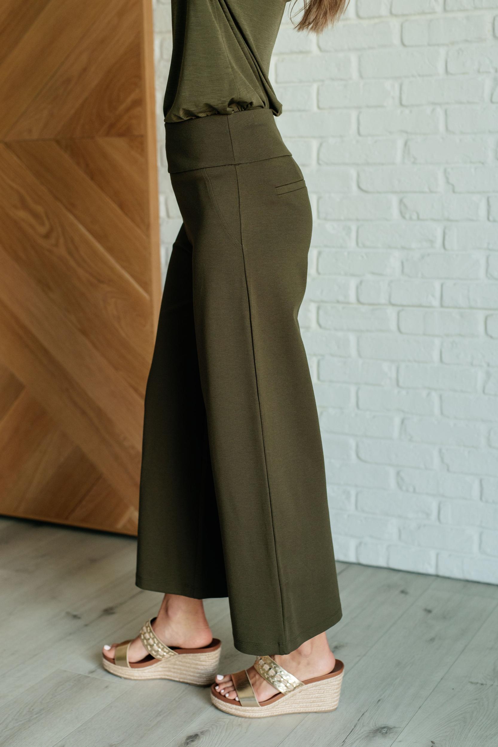 Magic Wide Leg Crop Pants in Olive (Online Exclusive) Product Image