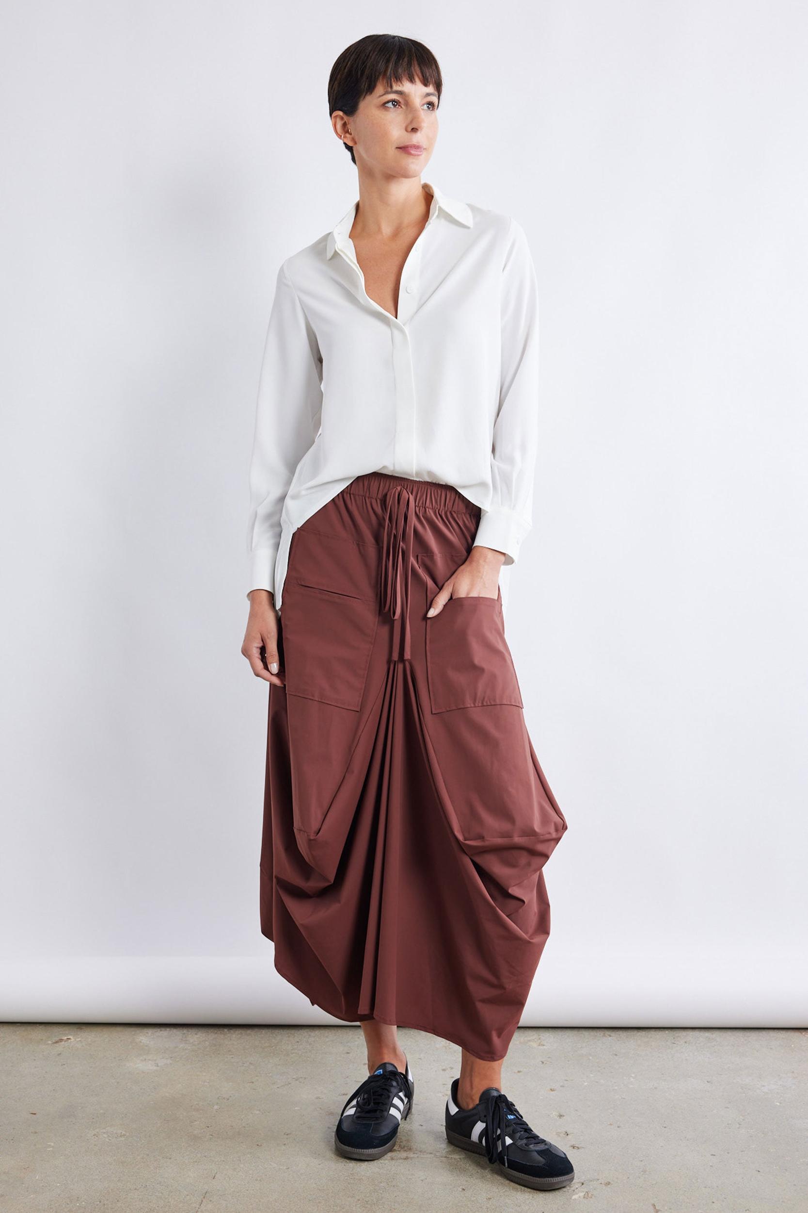 Look In The Back Pleated Long Sleeve Blouse Product Image