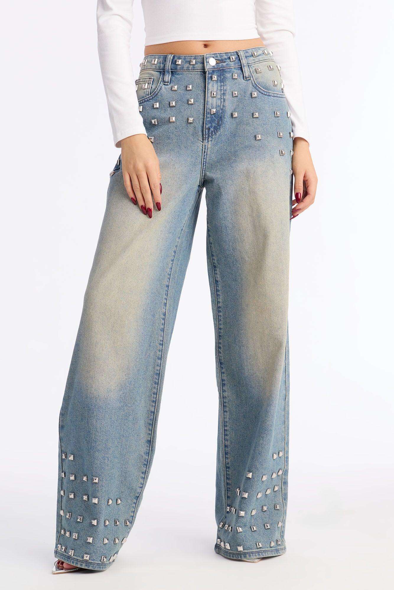 The Front Runner Studded Tinted Jeans - Vintage Wash Female Product Image
