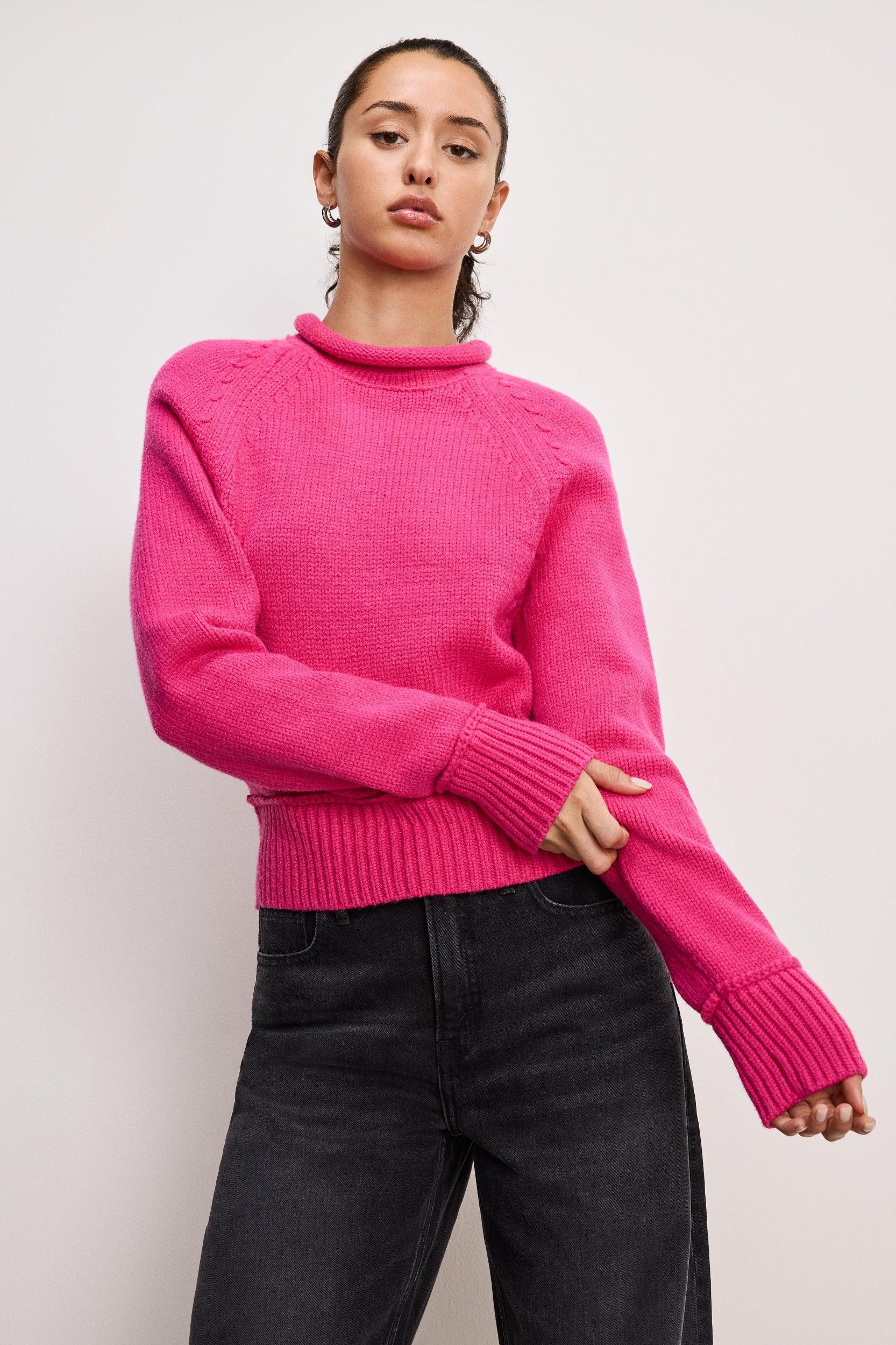 ROLLNECK KNIT SWEATER | BALLERINA PINK004 Product Image