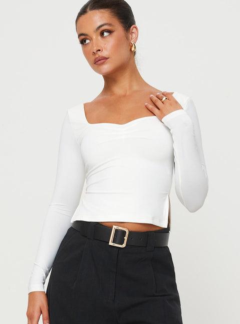 Rehna Long Sleeve Top White Product Image