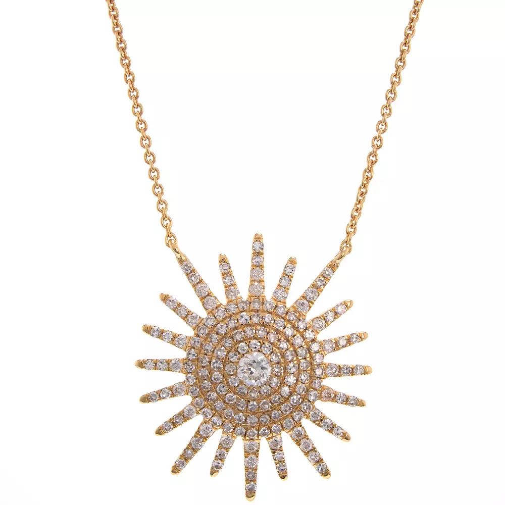 Luxle 14k Gold 1/2 Carat T.W. Diamond Starburst Necklace, Women's Product Image