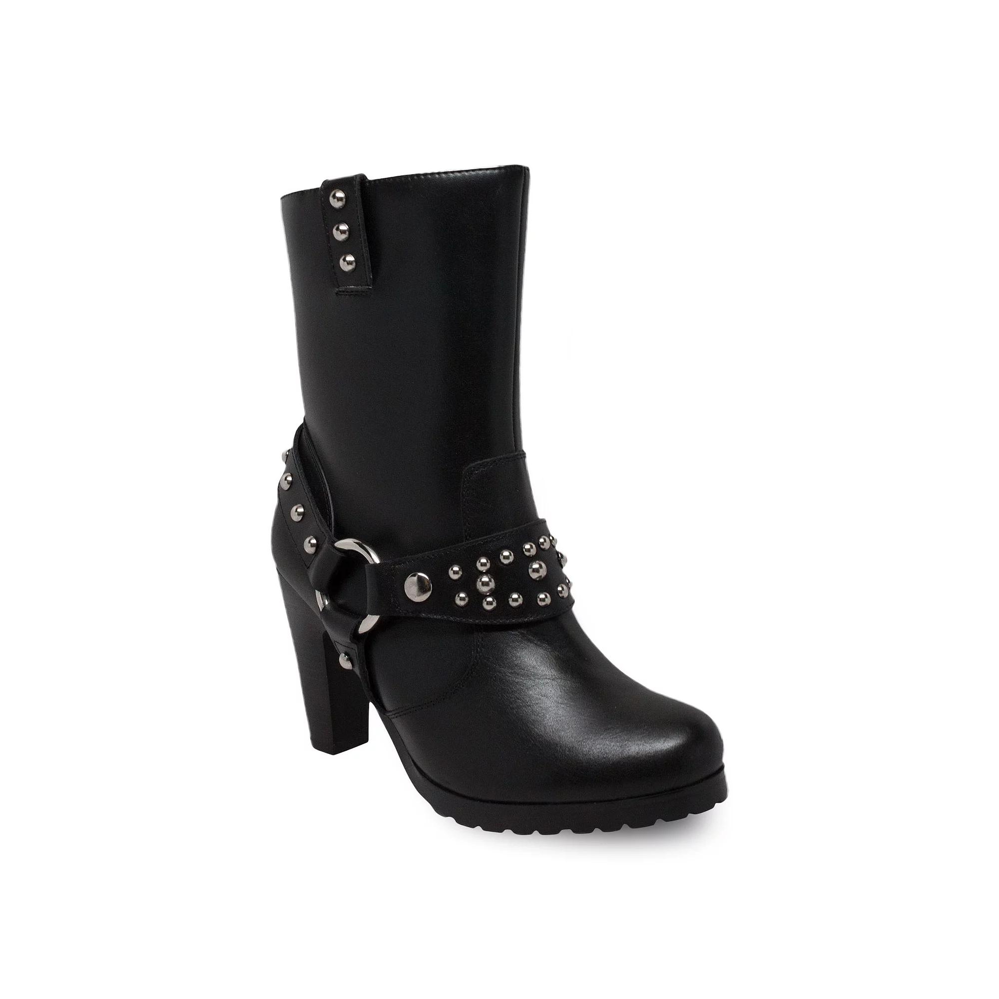 Ride Tecs 8546 Women's High Heel Moto Boots, Size: 7, Black Product Image