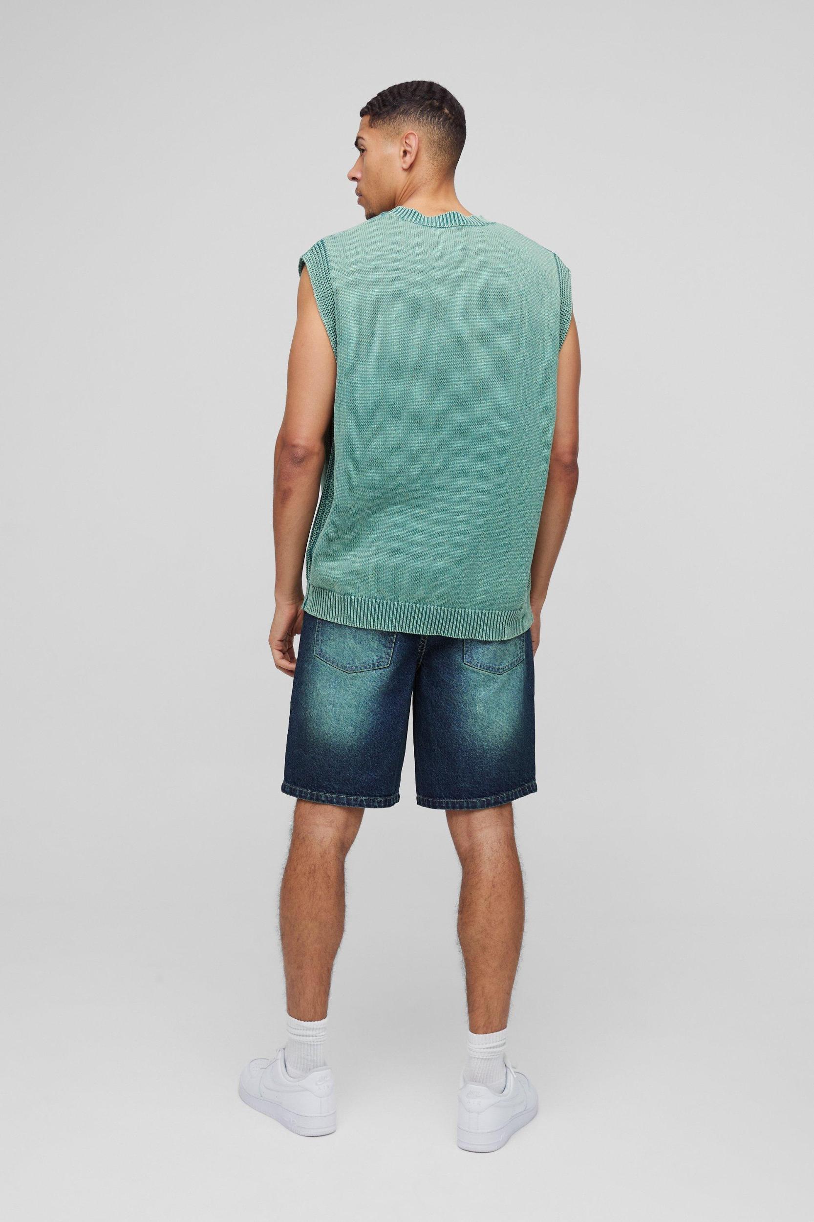 Relaxed Fit Extreme Washed Woven Tab Jean Shorts | boohooMAN USA Product Image