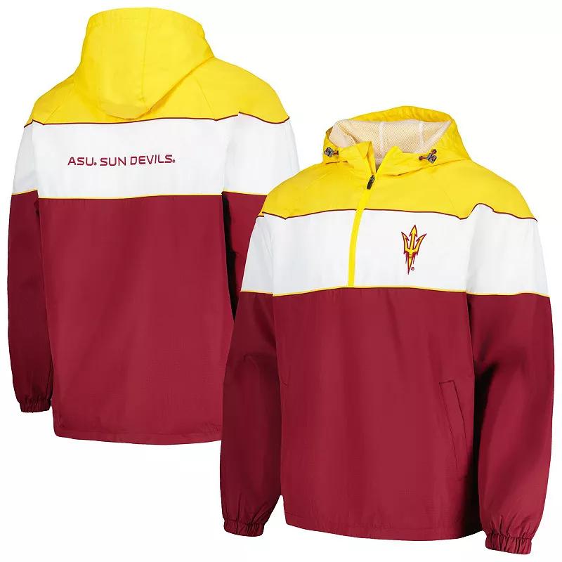Men's G-III Sports by Carl Banks Maroon Arizona State Sun Devils Center Line Half-Zip Raglan Hoodie Jacket, Size: Small, Red Product Image