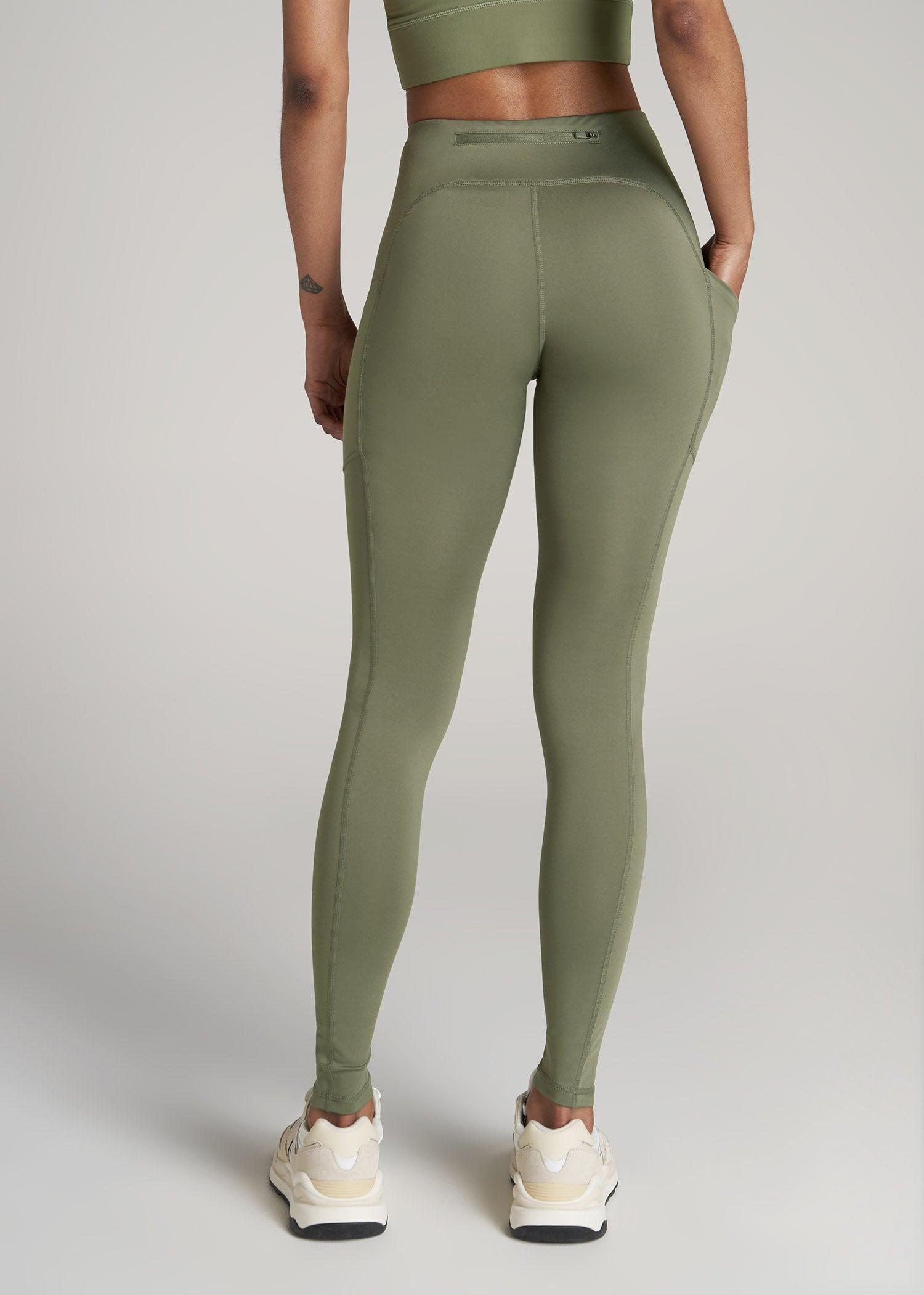 Women's Active Leggings with Pockets for Tall Women in Olive Female Product Image