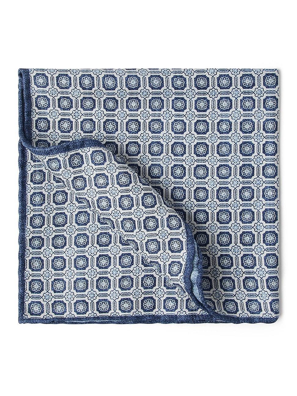 Mens Silk Pocket Square with Geometric Design Product Image