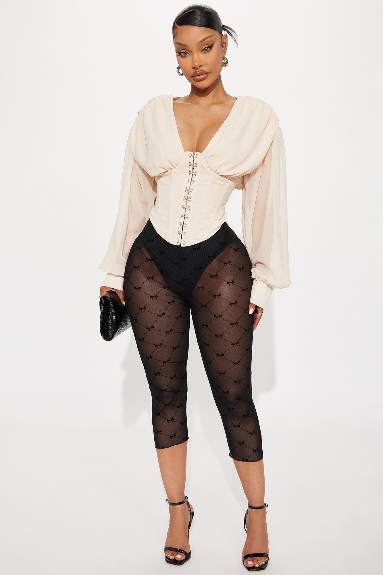 Cute But Psycho Chiffon Corset Top - Cream Female Product Image