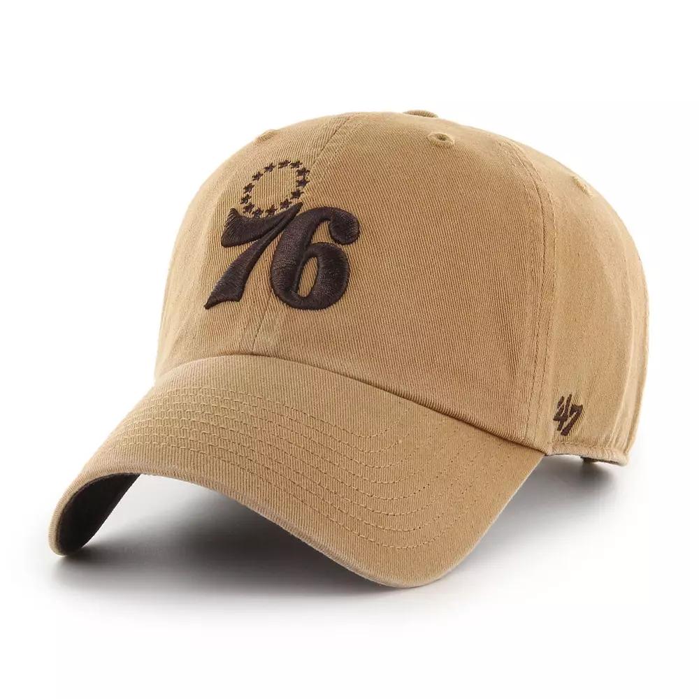 Men's '47 Tan Philadelphia 76ers Ballpark Clean Up Adjustable Hat, 76r Team Product Image