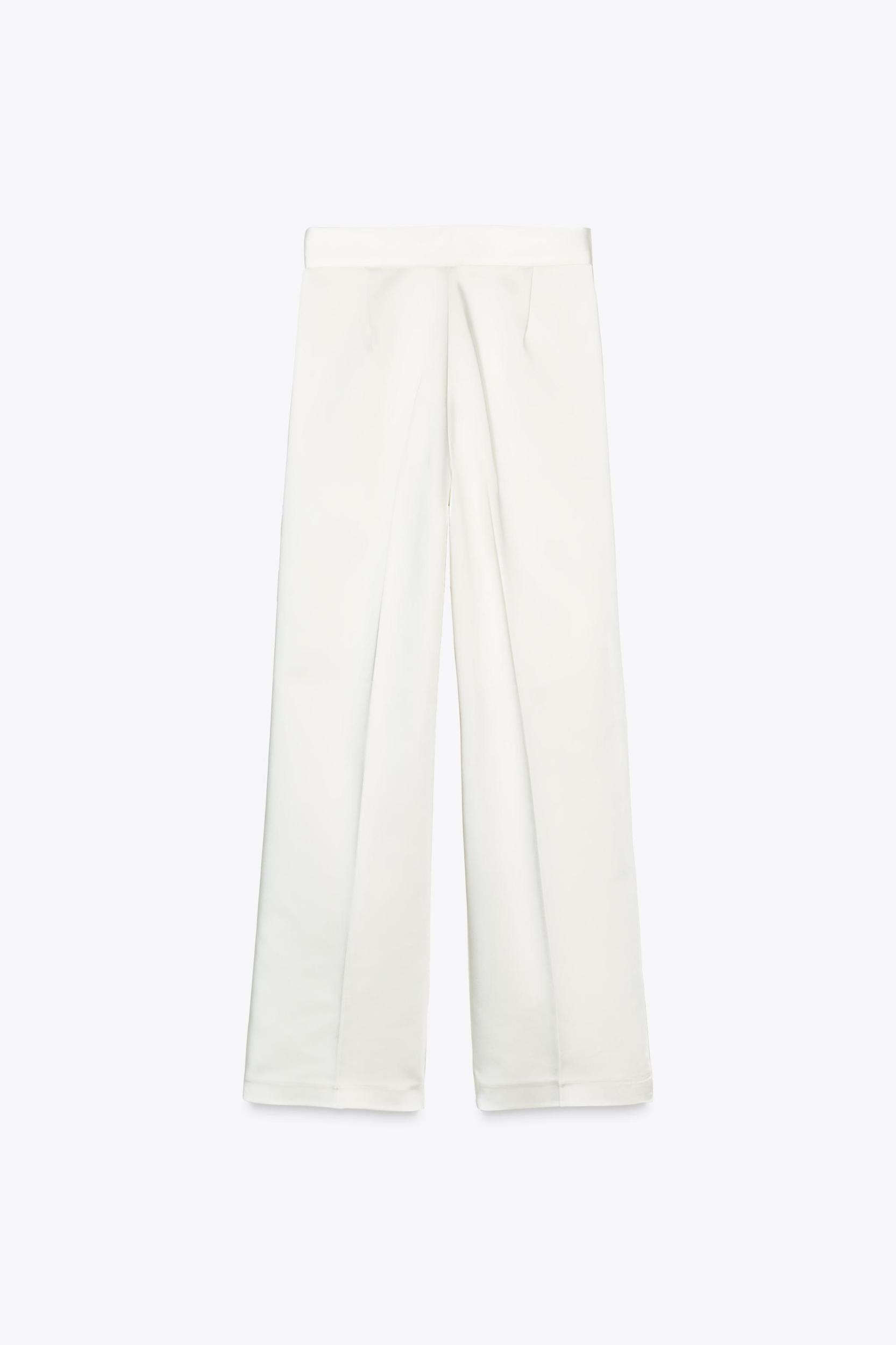 HIGH-WAISTED PLEATED SATIN PANTS Product Image