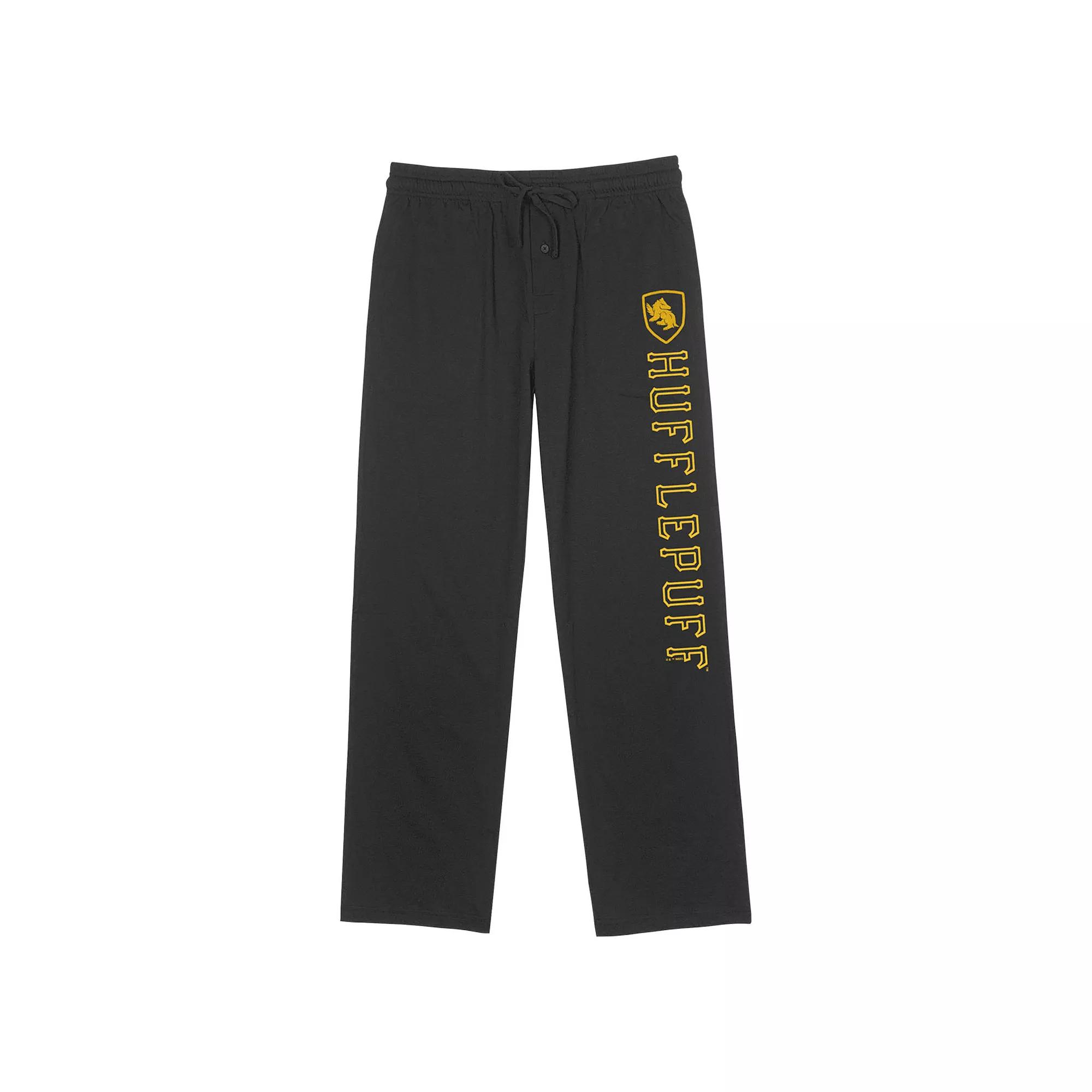 Men's Harry Potter Hufflepuff Badger Yellow Crest Loungepants, Size: Small, Black Product Image