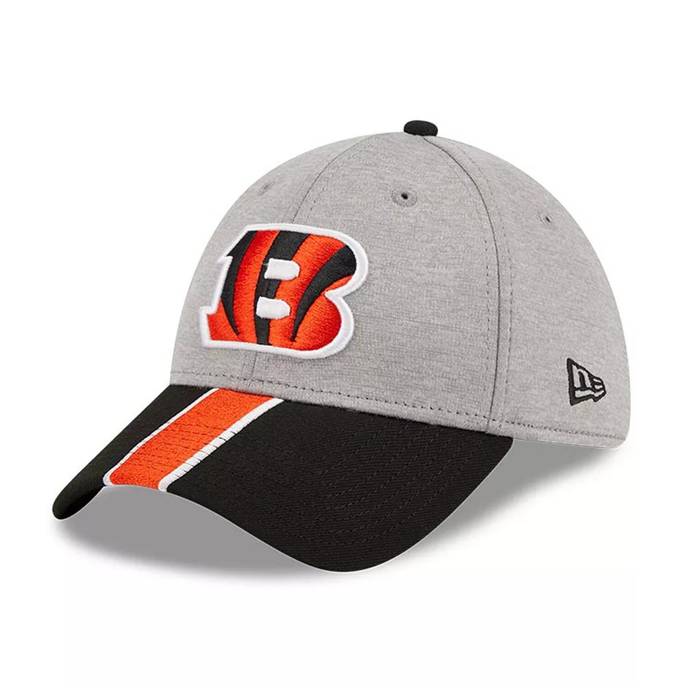 Men's New Era Heather Gray/Black Cincinnati Bengals Striped 39THIRTY Flex Hat, Size: Large/XL, Grey Product Image