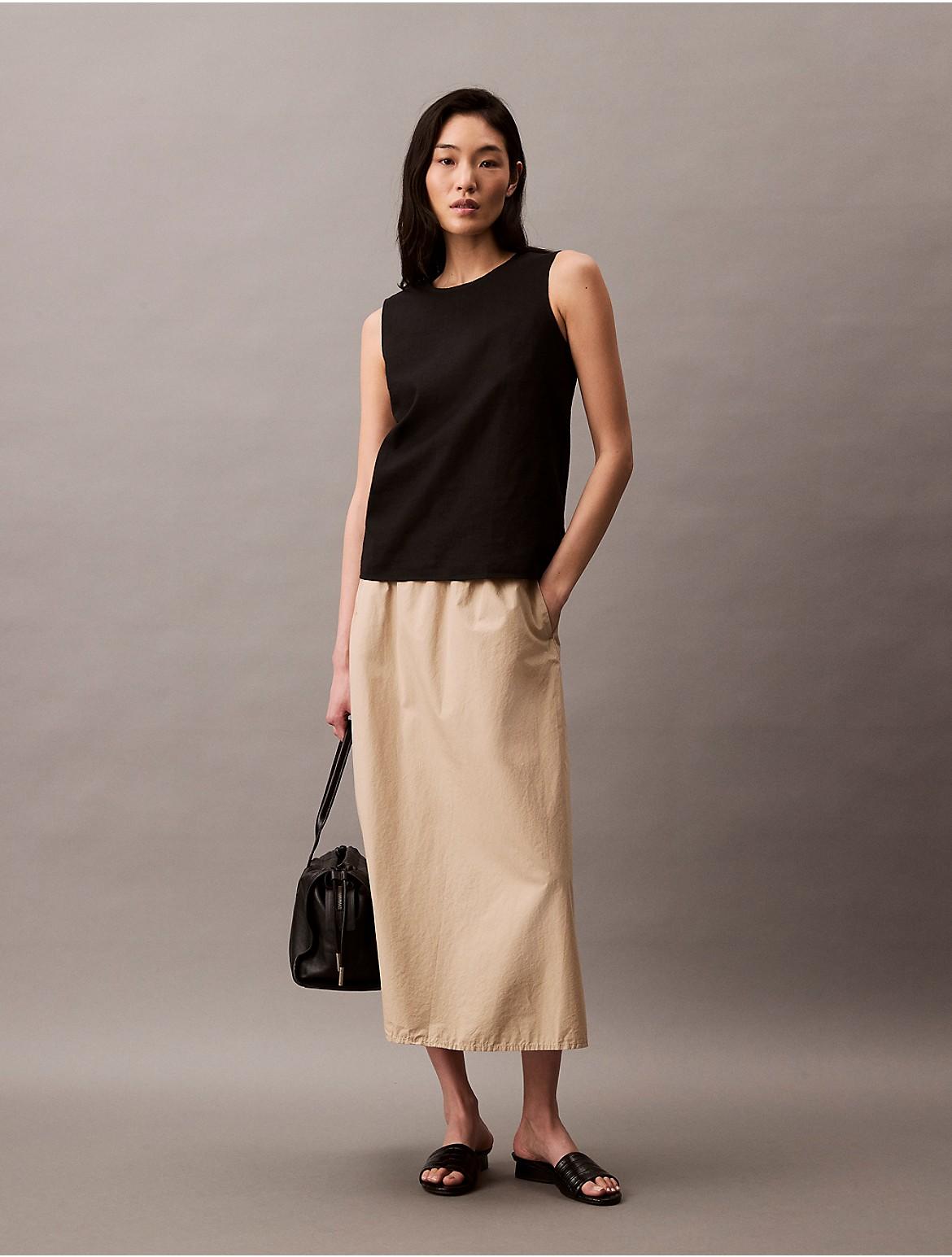 Calvin Klein Women's Linen Cotton Tank Top - White - M Product Image