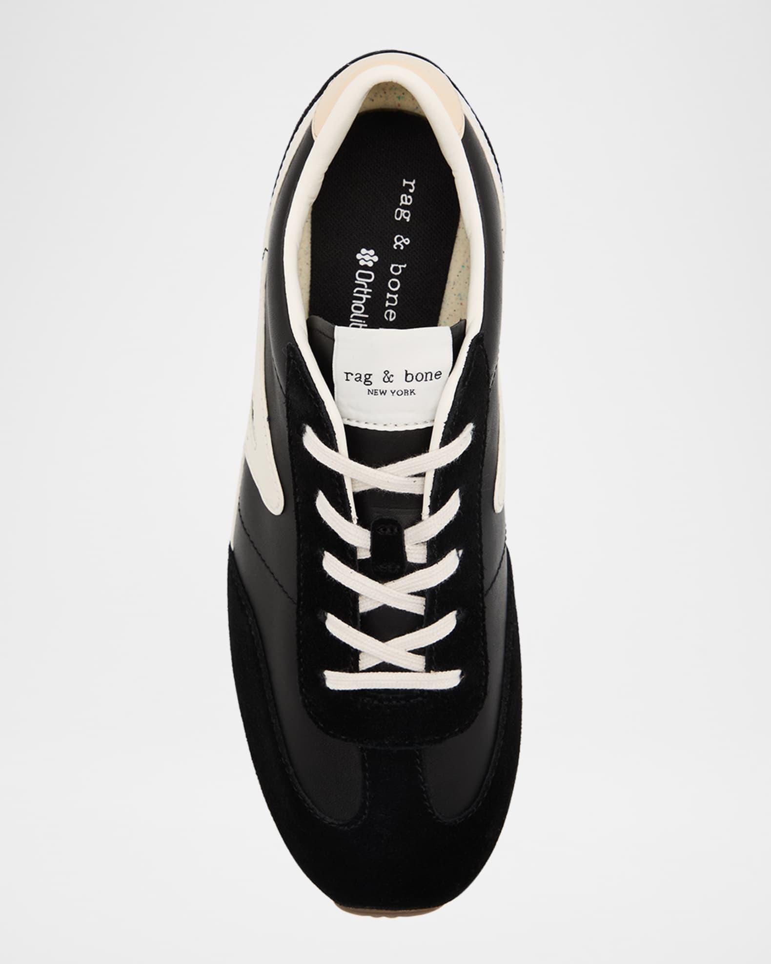 Retro Slim Mixed Leather Sneakers Product Image