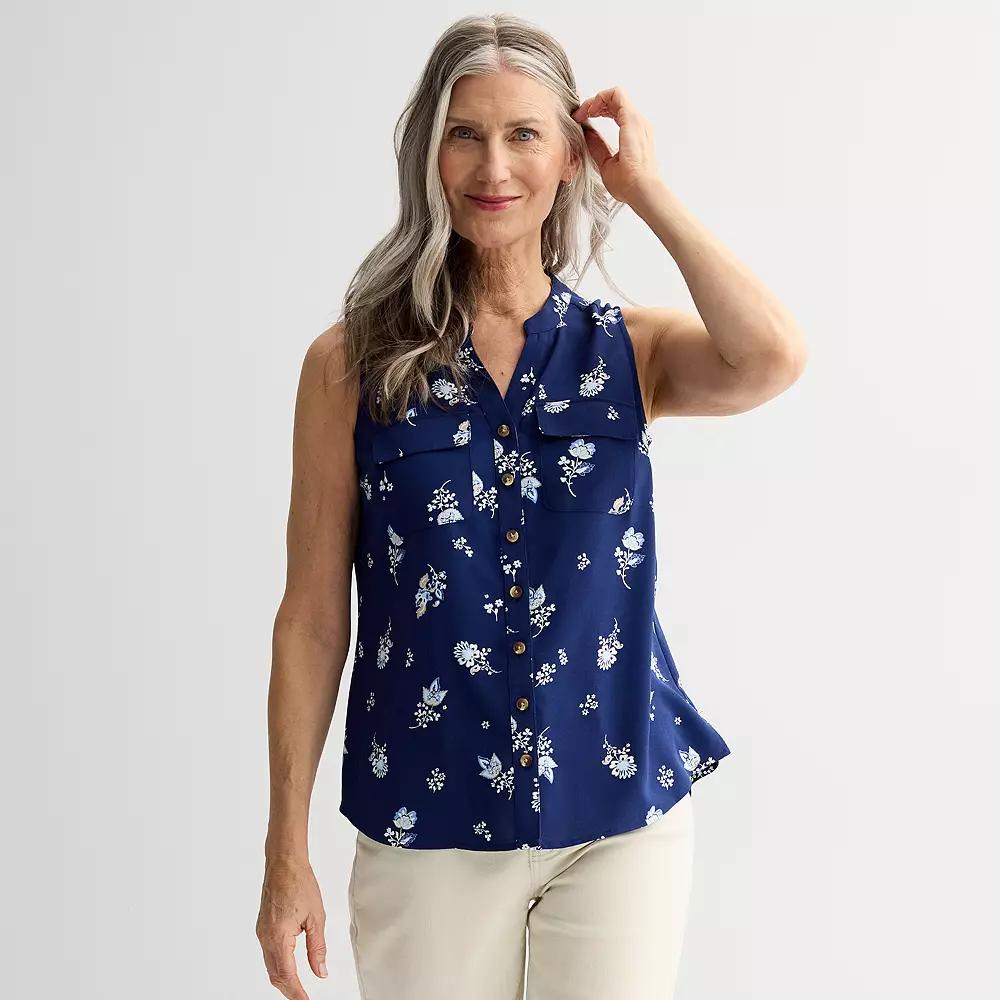 Women's Croft & Barrow® Y-Neck Tank Top,  Product Image