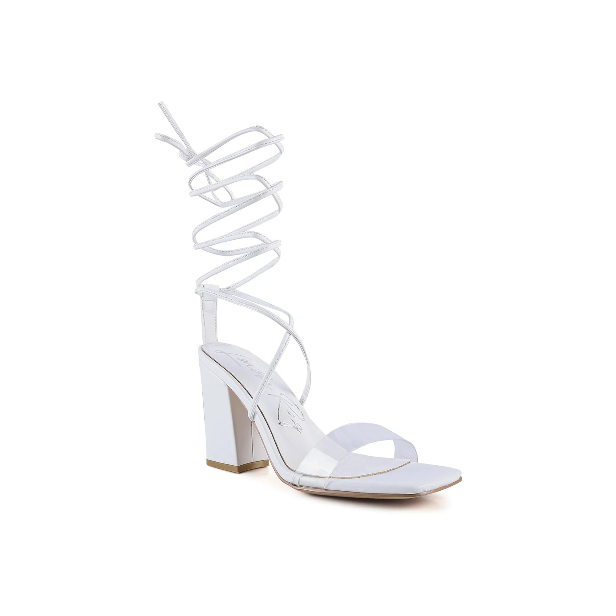 London Rag High Cult Women's Strappy Block Heel Sandals, Size: 6, White Product Image