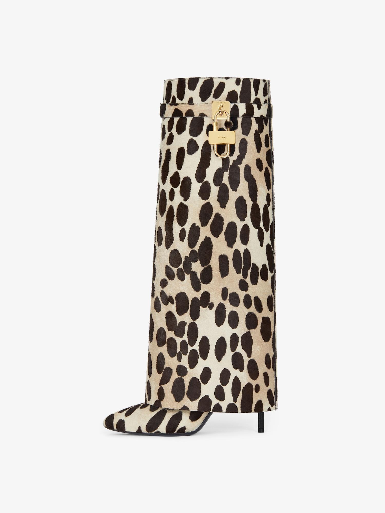 Shark Lock Stiletto boots in pony with leopard print Product Image