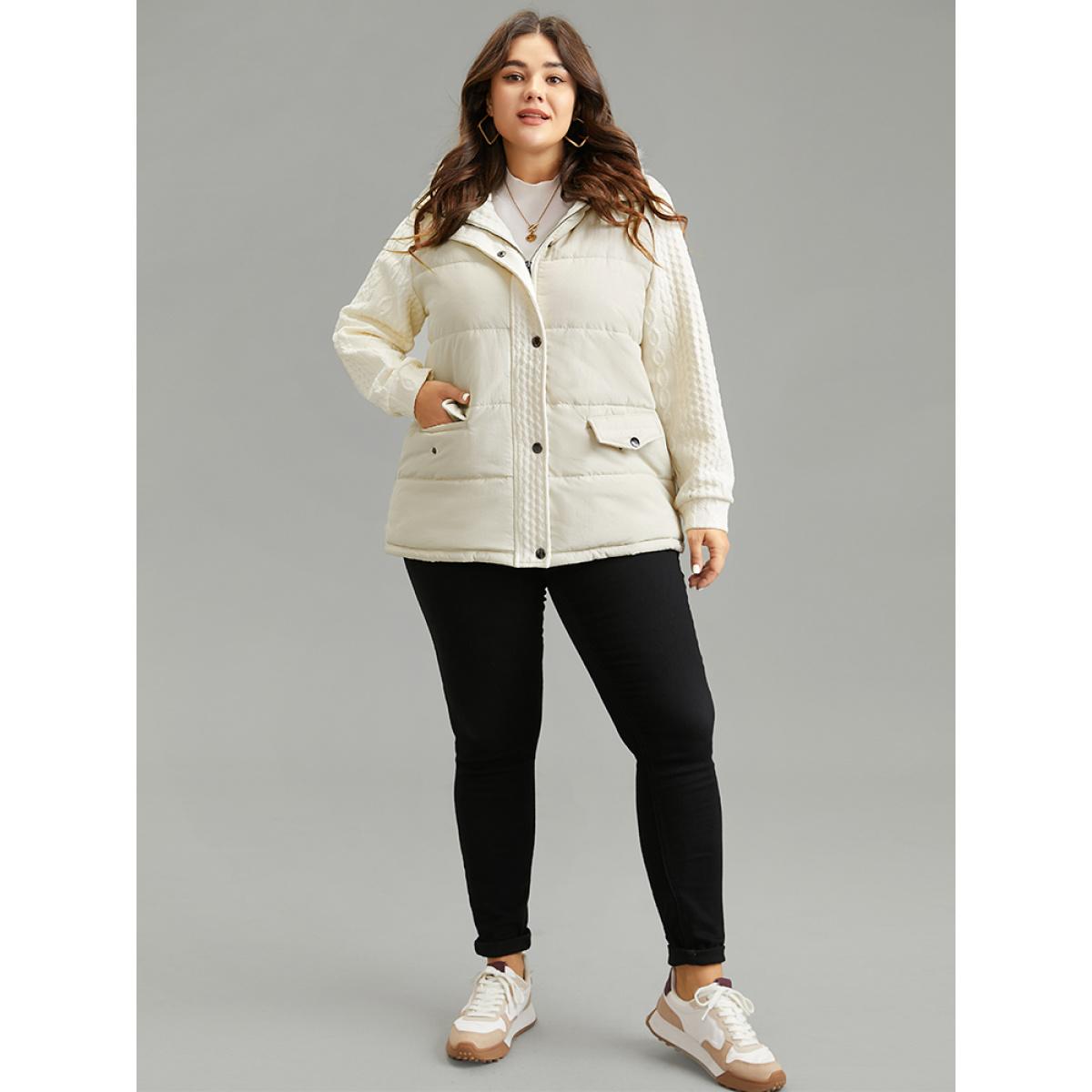 Plus Size Women Dailywear Plain Lined No stretch 10/M Pocket Casual Quilted Jackets BloomChic Product Image