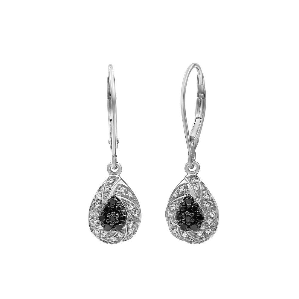 Jewelexcess Sterling Silver 1/4 Carat T.W. Black & White Diamond Drop Earrings, Women's Product Image
