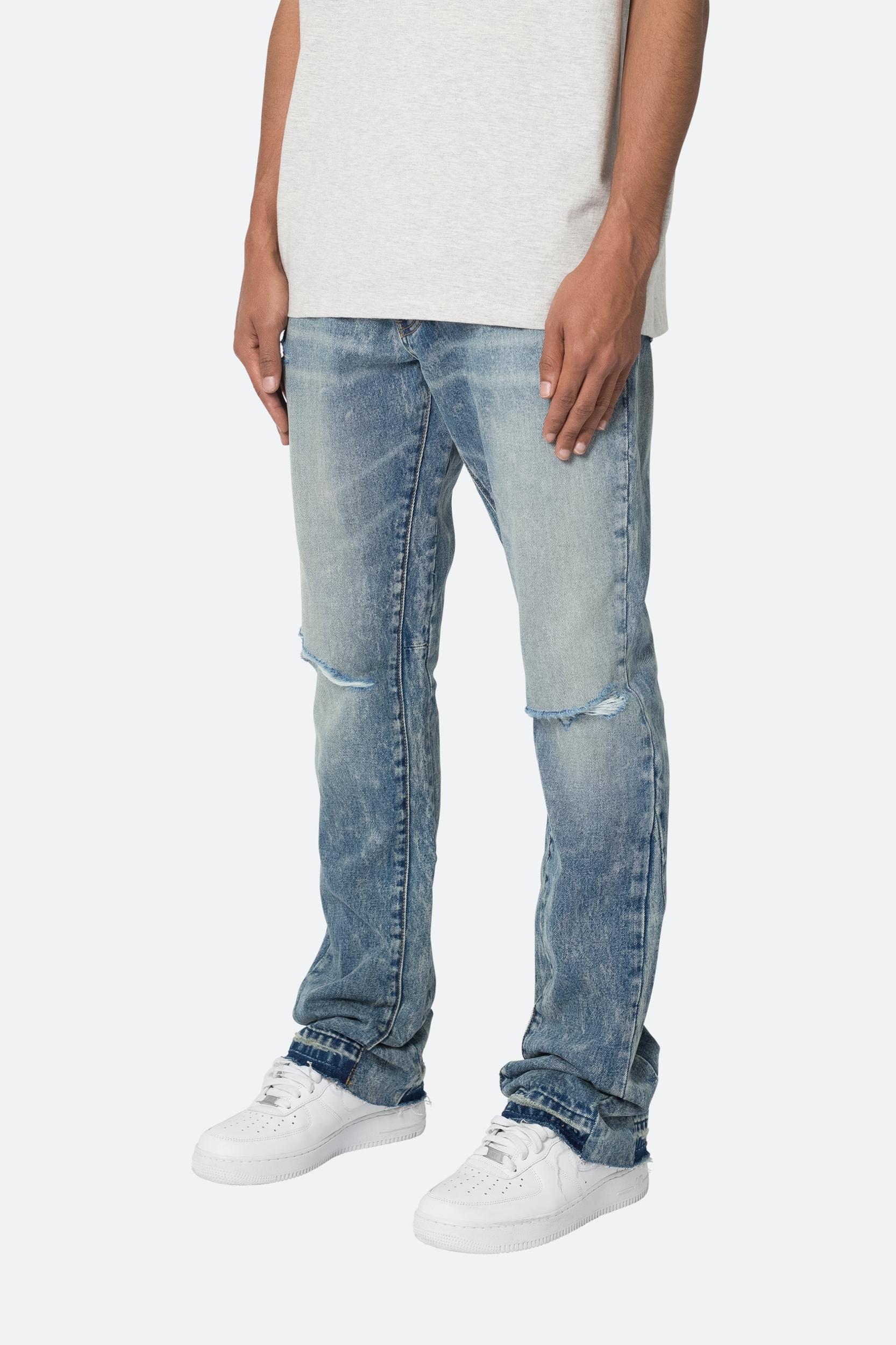 B615 Knee Hole Flare Denim - Blue Product Image