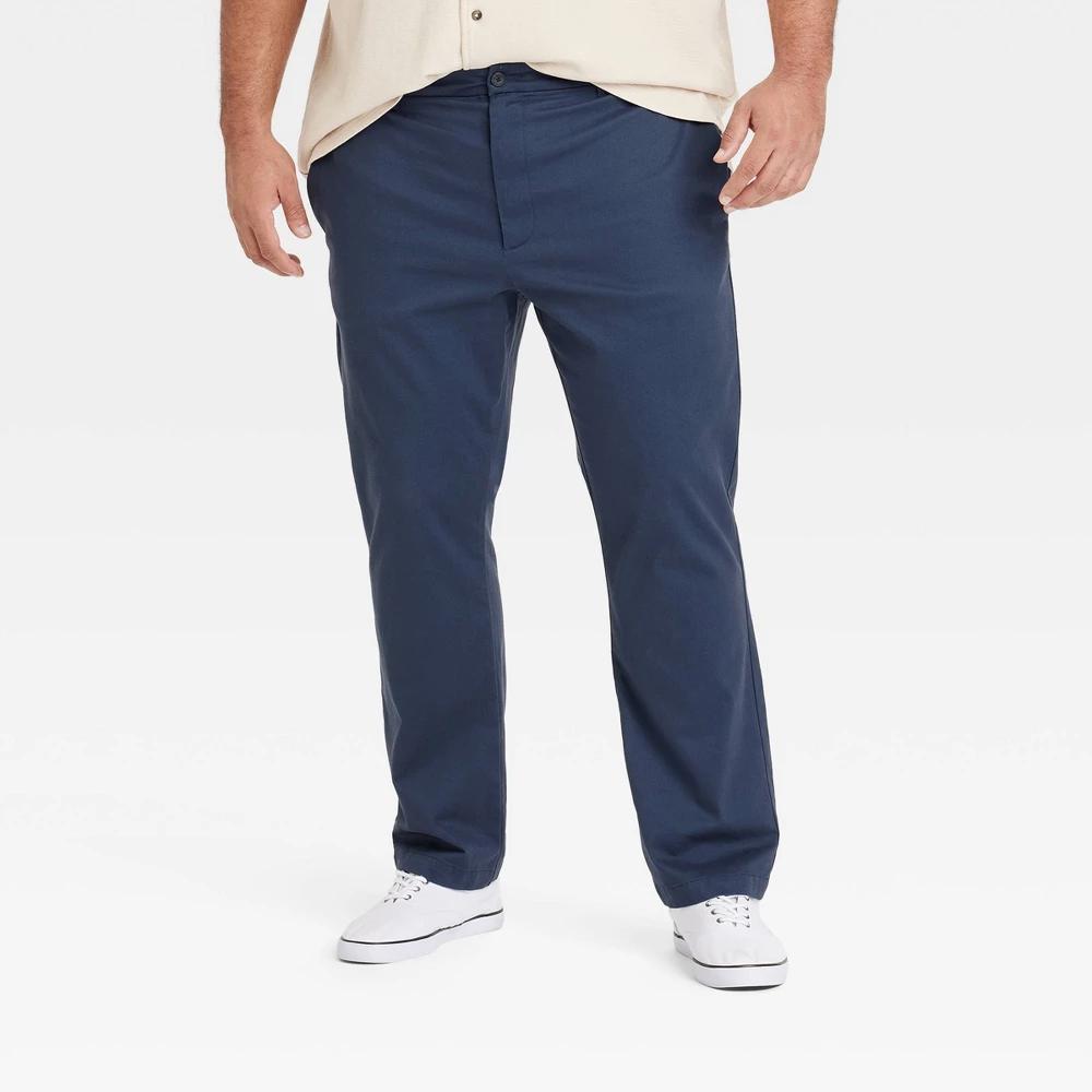 Men's Comfort Wear Slim Fit Chino Pants - Goodfellow & Co™ Blue 38x32: Cotton-Modal Blend, Midweight Twill, Stretch Fabric, Mid Rise Product Image